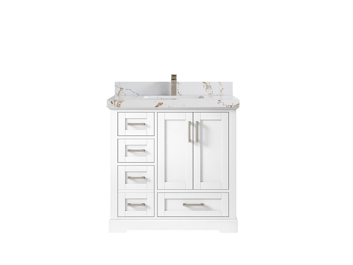 Boston 36" W x 22" D Center Sink Vanity for Modern Bathroom Spaces - Willow Bath and Vanity