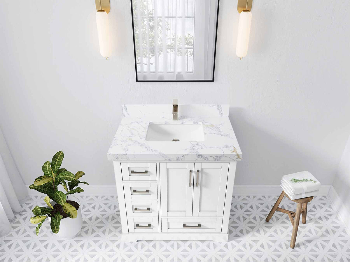 Boston 36" W x 22" D Center Sink Vanity for Modern Bathroom Spaces - Willow Bath and Vanity