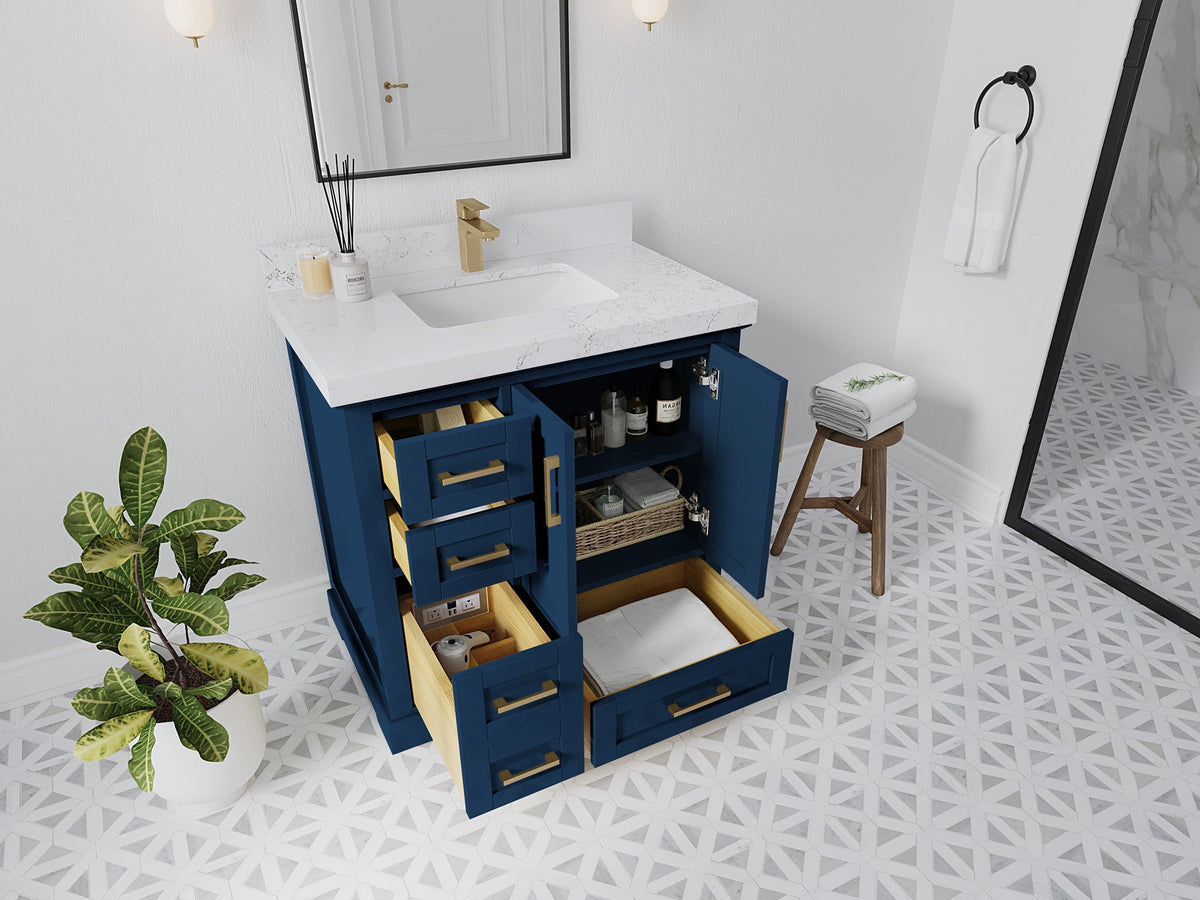 Boston 36" W x 22" D Center Sink Vanity for Modern Bathroom Spaces - Willow Bath and Vanity