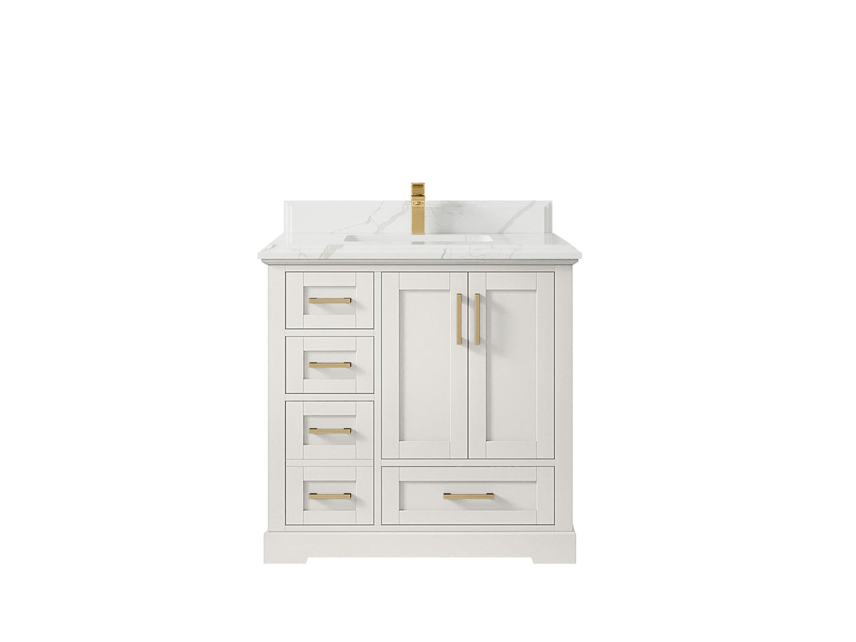 Boston 36" W x 22" D Center Sink Vanity for Modern Bathroom Spaces - Willow Bath and Vanity