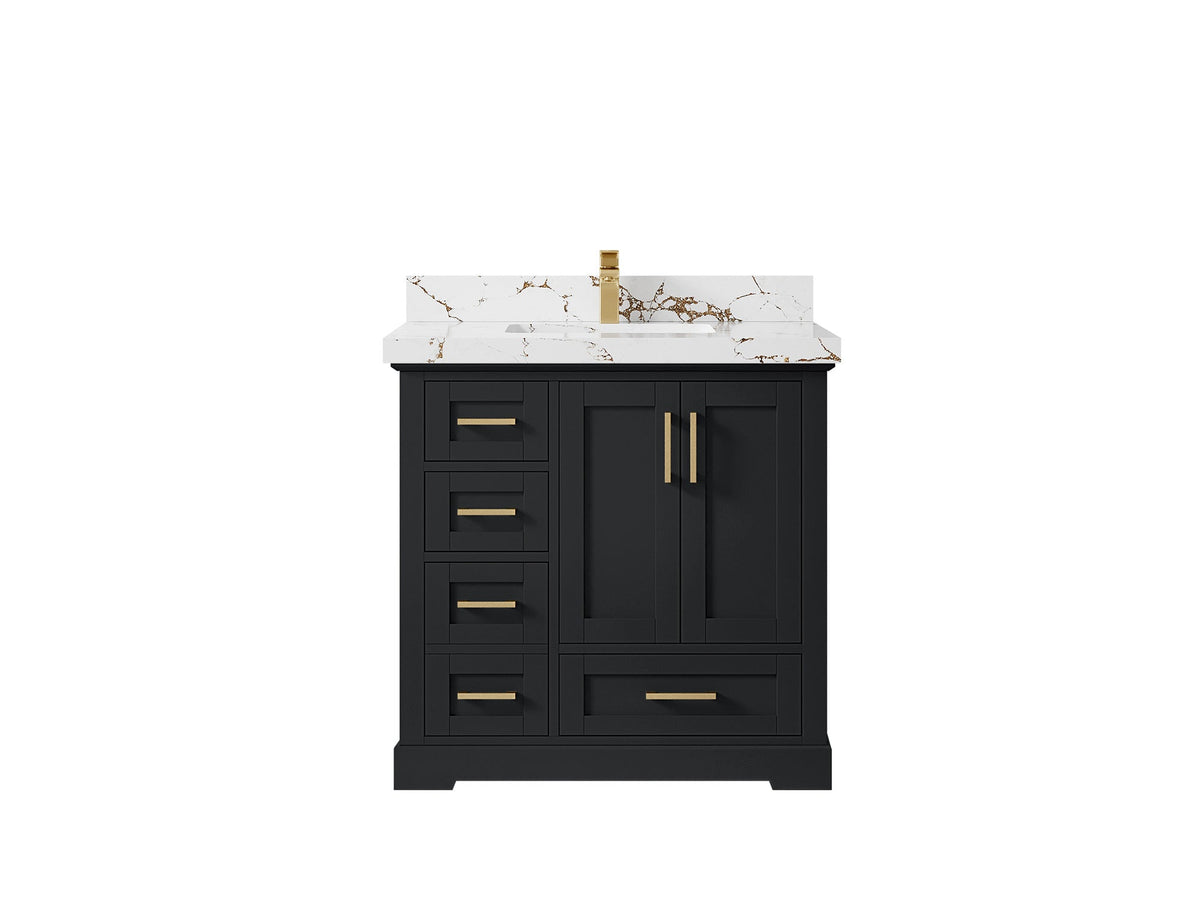 Boston 36" W x 22" D Center Sink Vanity for Modern Bathroom Spaces - Willow Bath and Vanity
