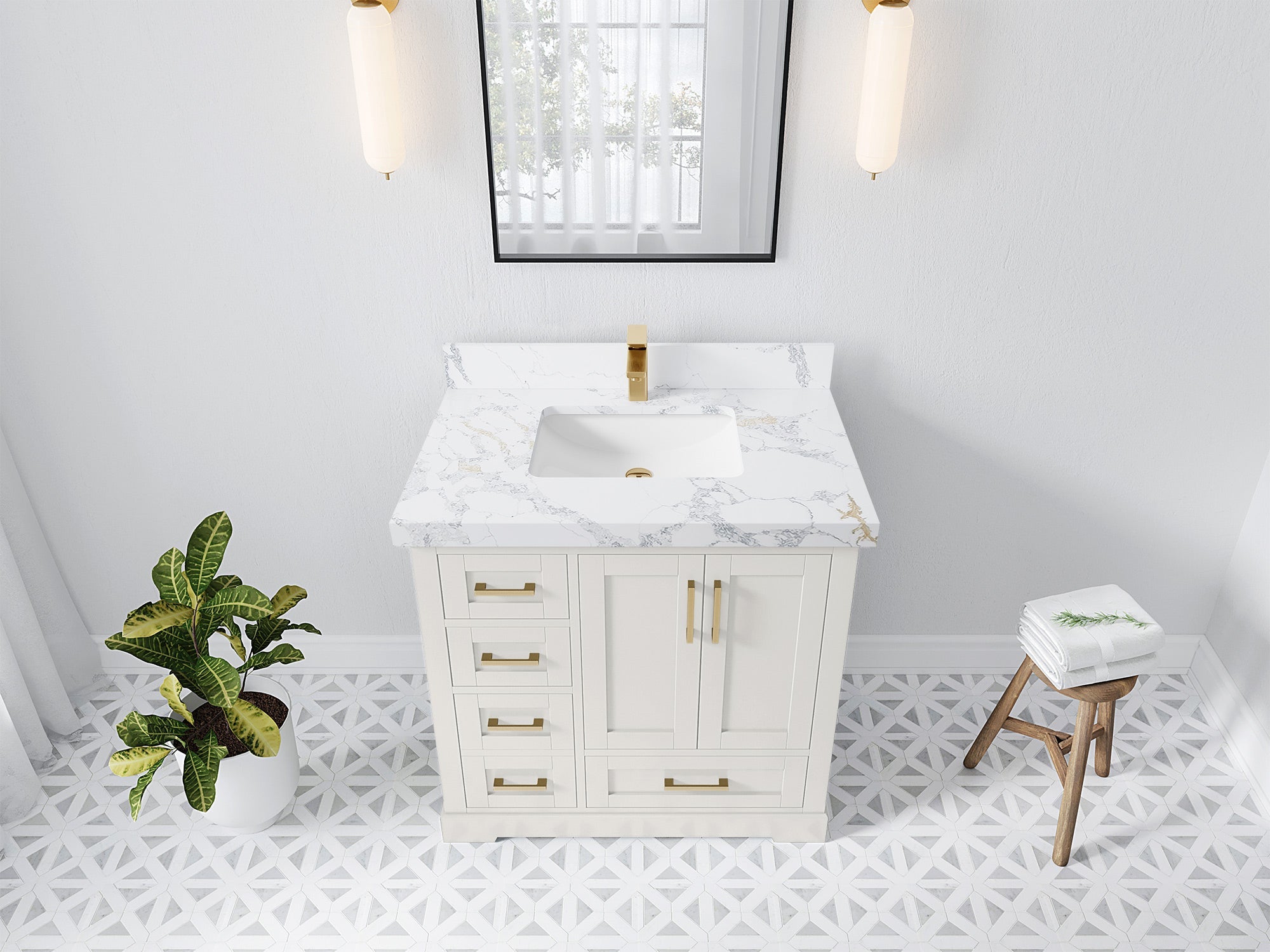 Boston 36" W x 22" D Center Sink Vanity for Modern Bathroom Spaces - Willow Bath and Vanity