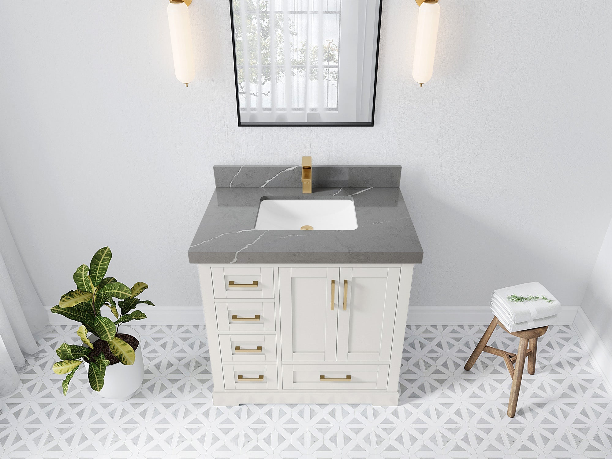 Boston 36" W x 22" D Center Sink Vanity for Modern Bathroom Spaces - Willow Bath and Vanity