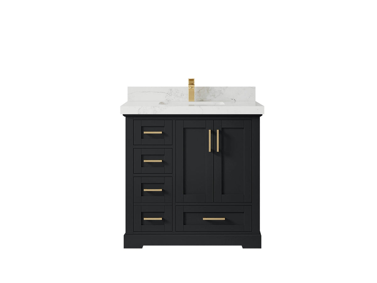 Boston 36" W x 22" D Center Sink Vanity for Modern Bathroom Spaces - Willow Bath and Vanity