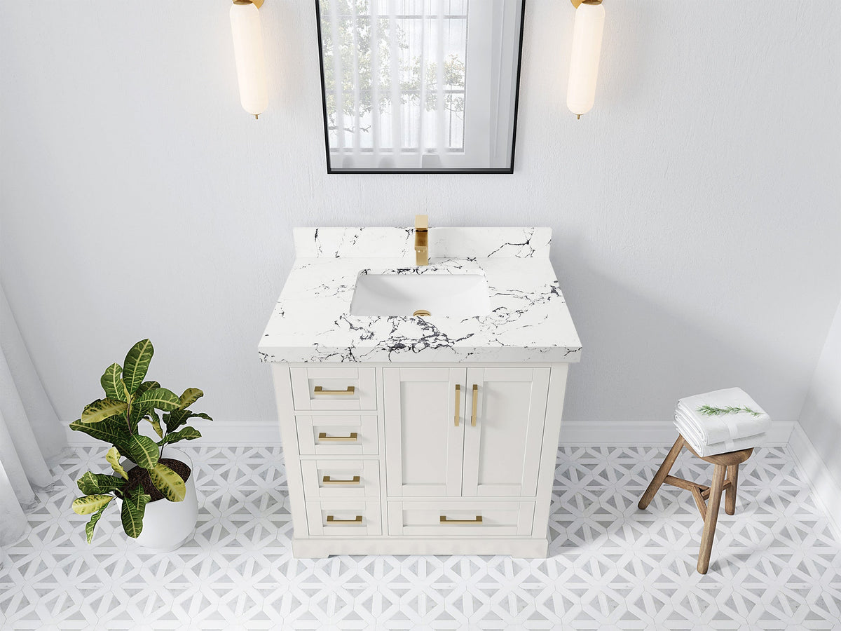 Boston 36" W x 22" D Center Sink Vanity for Modern Bathroom Spaces - Willow Bath and Vanity