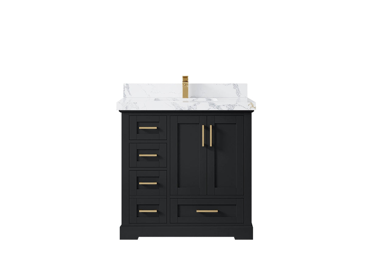 Boston 36" W x 22" D Center Sink Vanity for Modern Bathroom Spaces - Willow Bath and Vanity