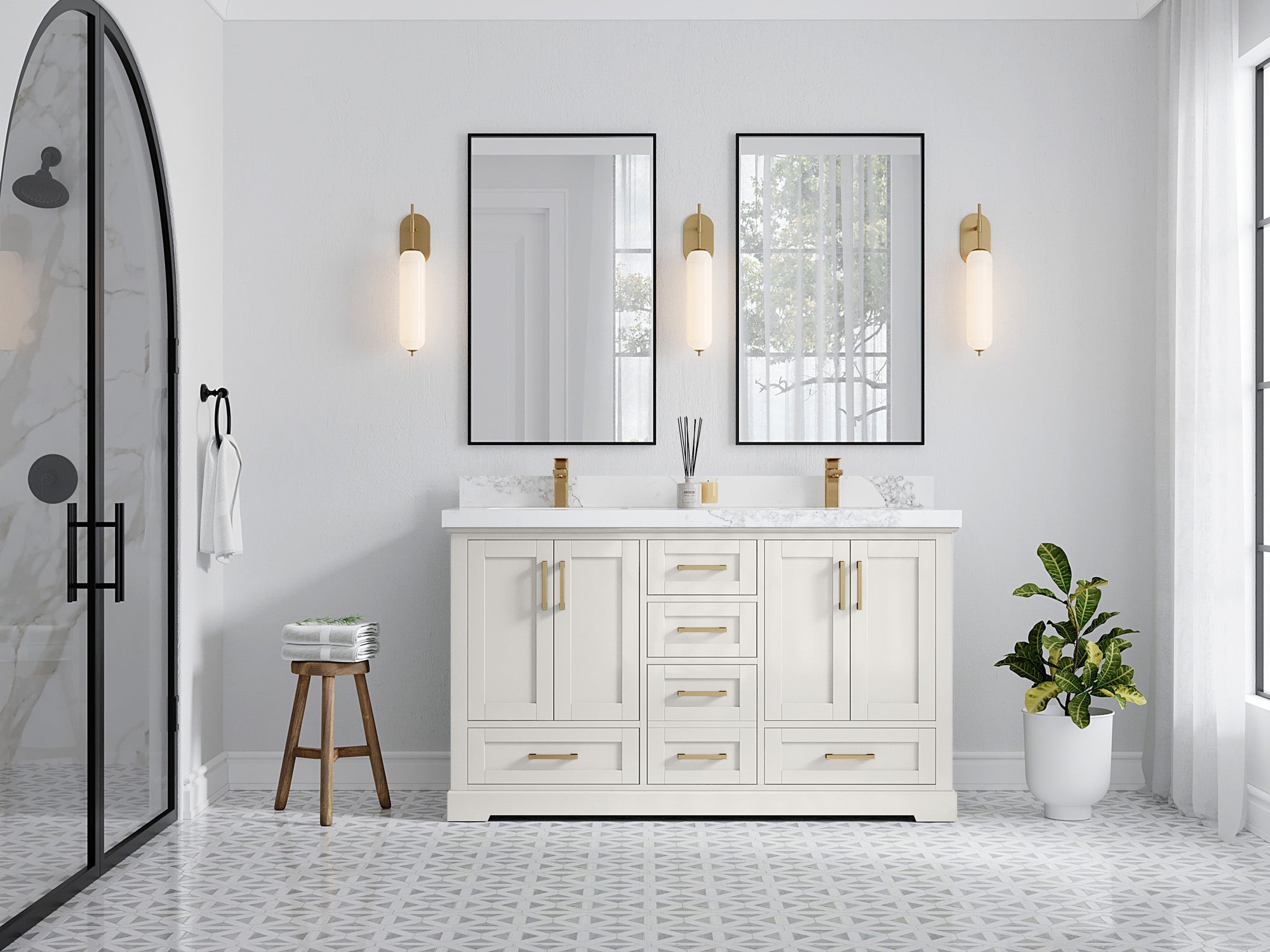 Boston 60 in. W x 22 in. D Double Sink Bathroom Vanity - Willow Bath and Vanity