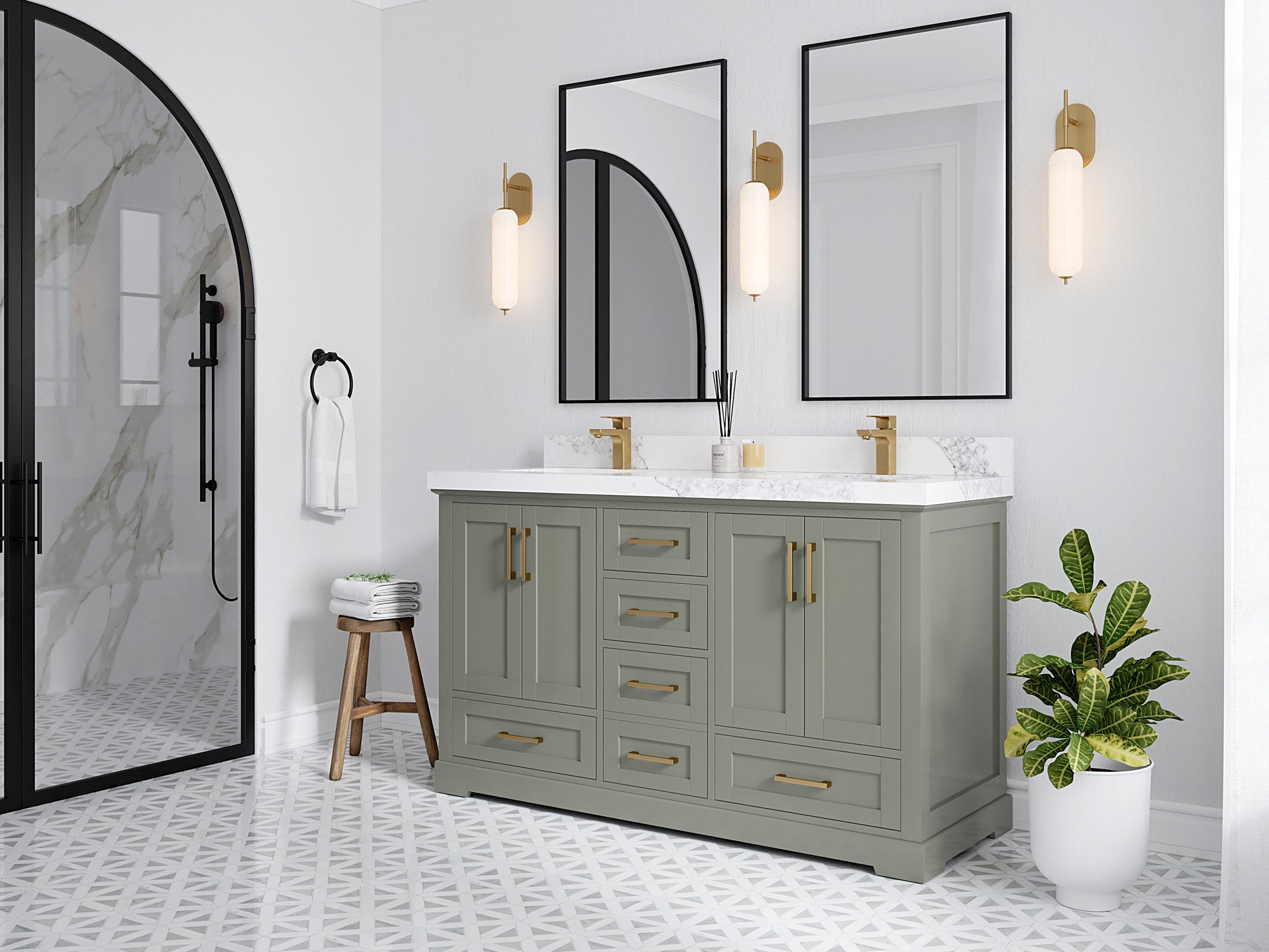 Boston 60 in. W x 22 in. D Double Sink Bathroom Vanity - Willow Bath and Vanity