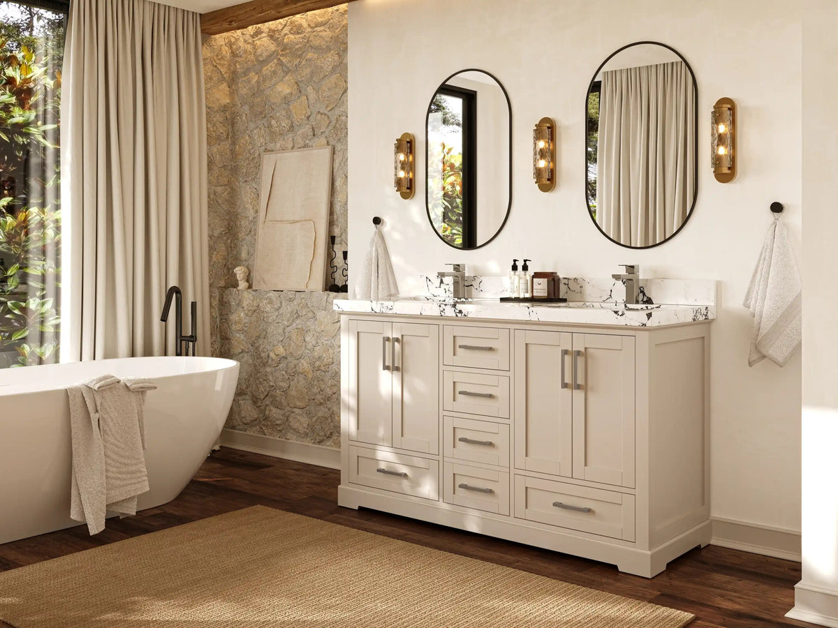 Boston 60 in. W x 22 in. D Double Sink Bathroom Vanity - Willow Bath and Vanity