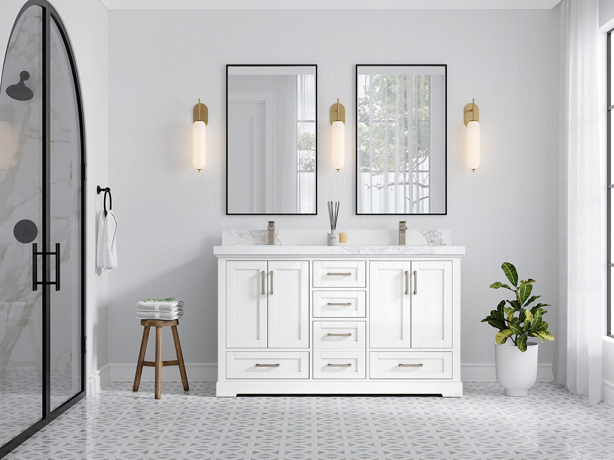 Boston 60 in. W x 22 in. D Double Sink Bathroom Vanity - Willow Bath and Vanity