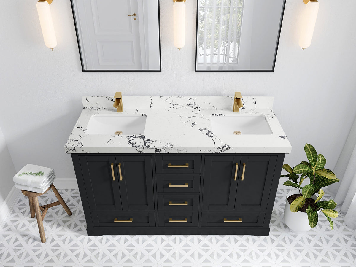 Boston 60 in. W x 22 in. D Double Sink Bathroom Vanity - Willow Bath and Vanity