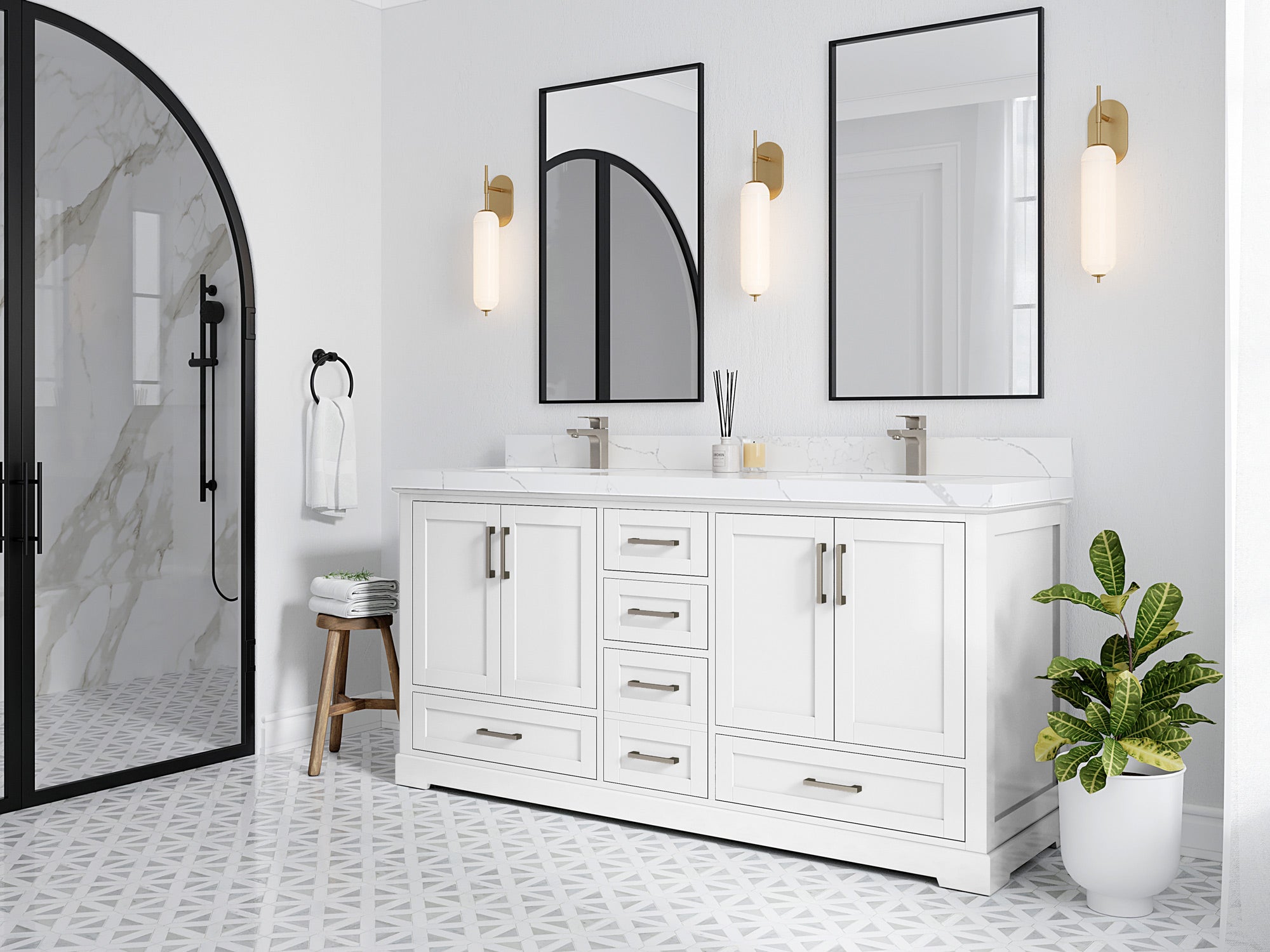 Boston 72 in. W x 22 in. D Double Sink Bathroom Vanity - Willow Bath and Vanity