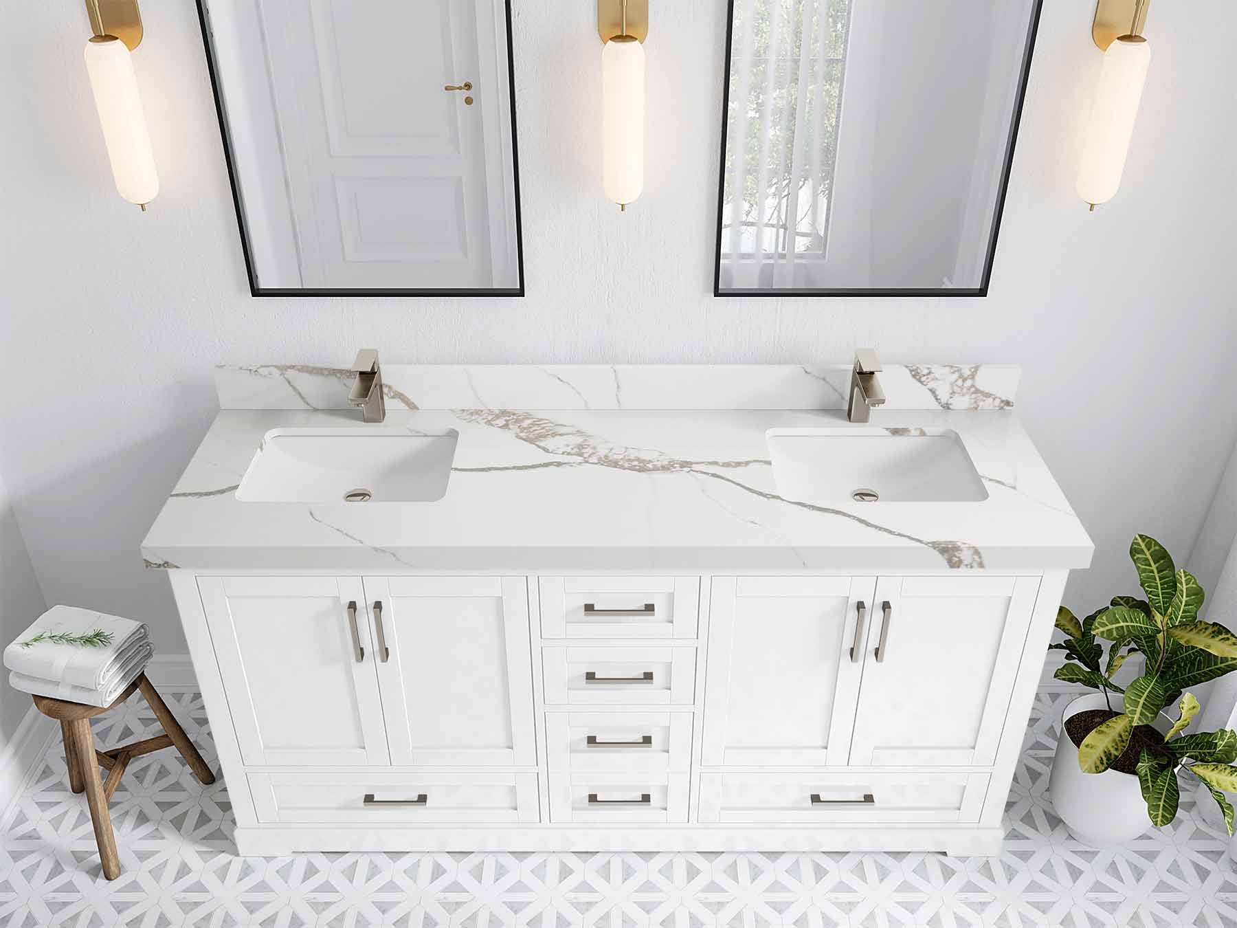 Boston 72 in. W x 22 in. D Double Sink Bathroom Vanity - Willow Bath and Vanity