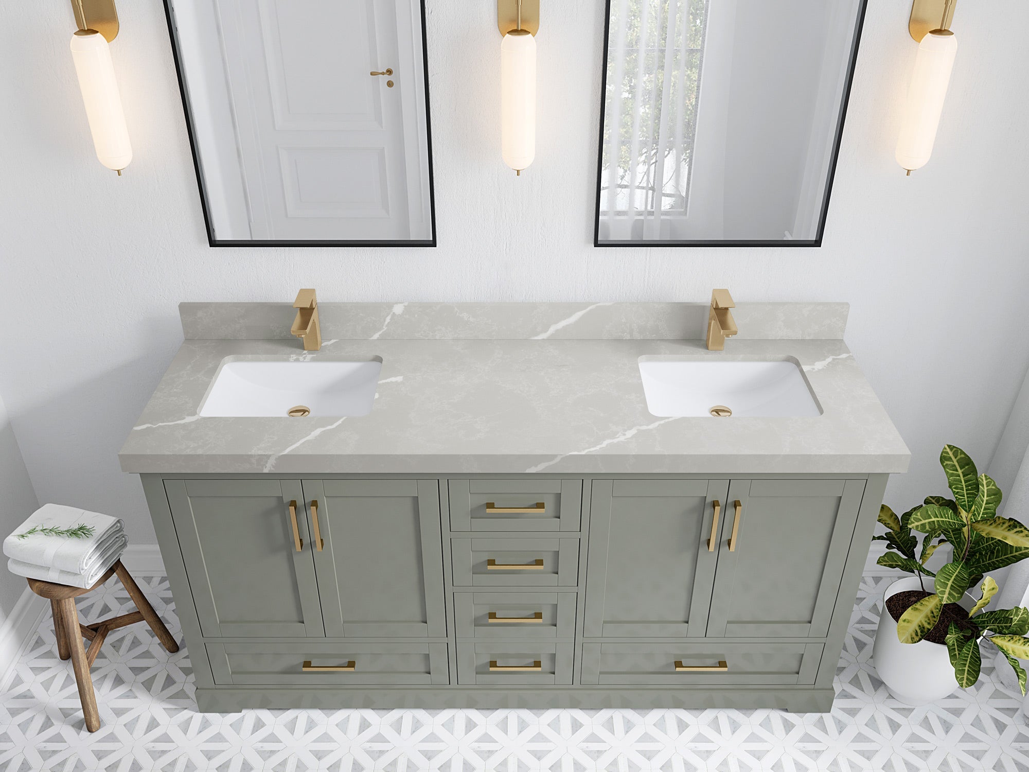 Boston 72 in. W x 22 in. D Double Sink Bathroom Vanity - Willow Bath and Vanity