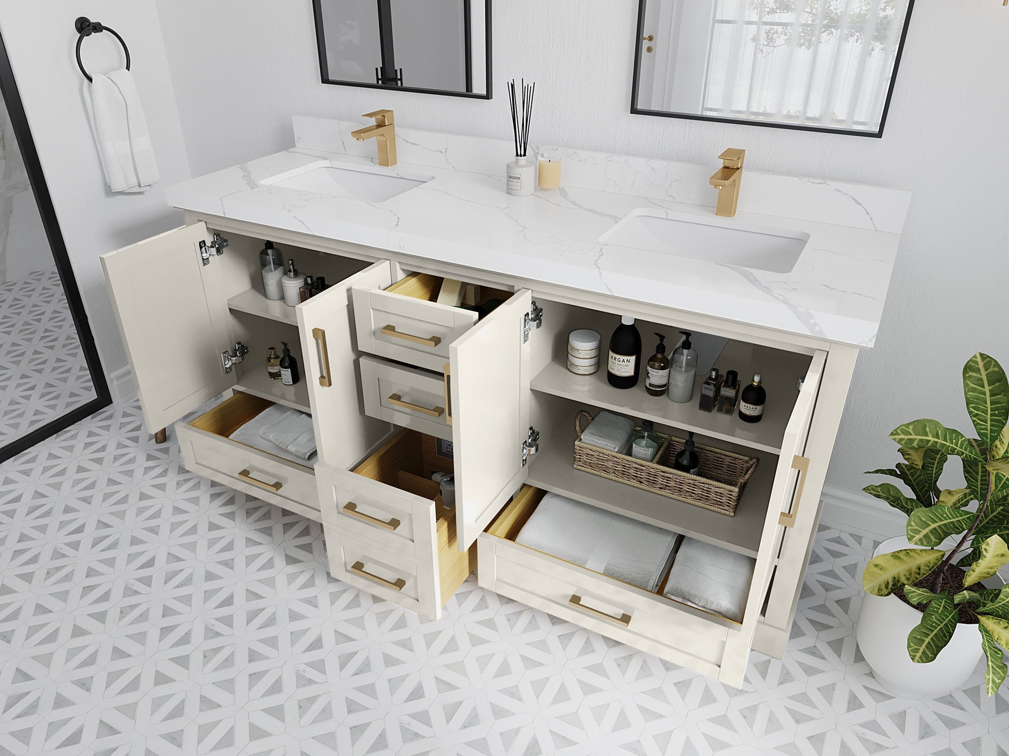 Boston 72 in. W x 22 in. D Double Sink Bathroom Vanity - Willow Bath and Vanity