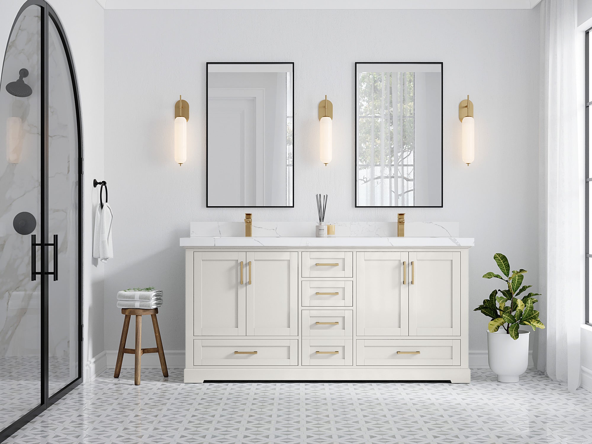 Boston 72 in. W x 22 in. D Double Sink Bathroom Vanity - Willow Bath and Vanity