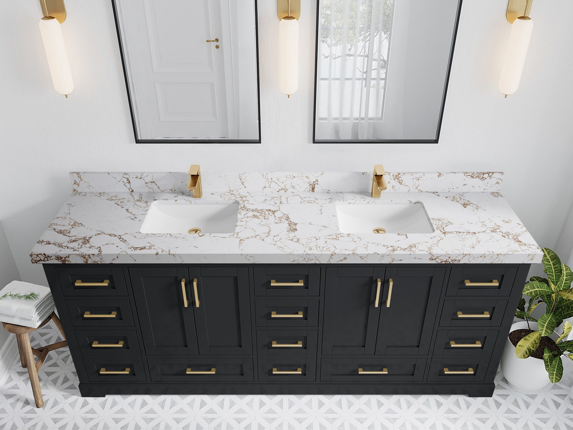 Boston 84 in. W x 22 in. D Double Sink Bathroom Vanity - Willow Bath and Vanity