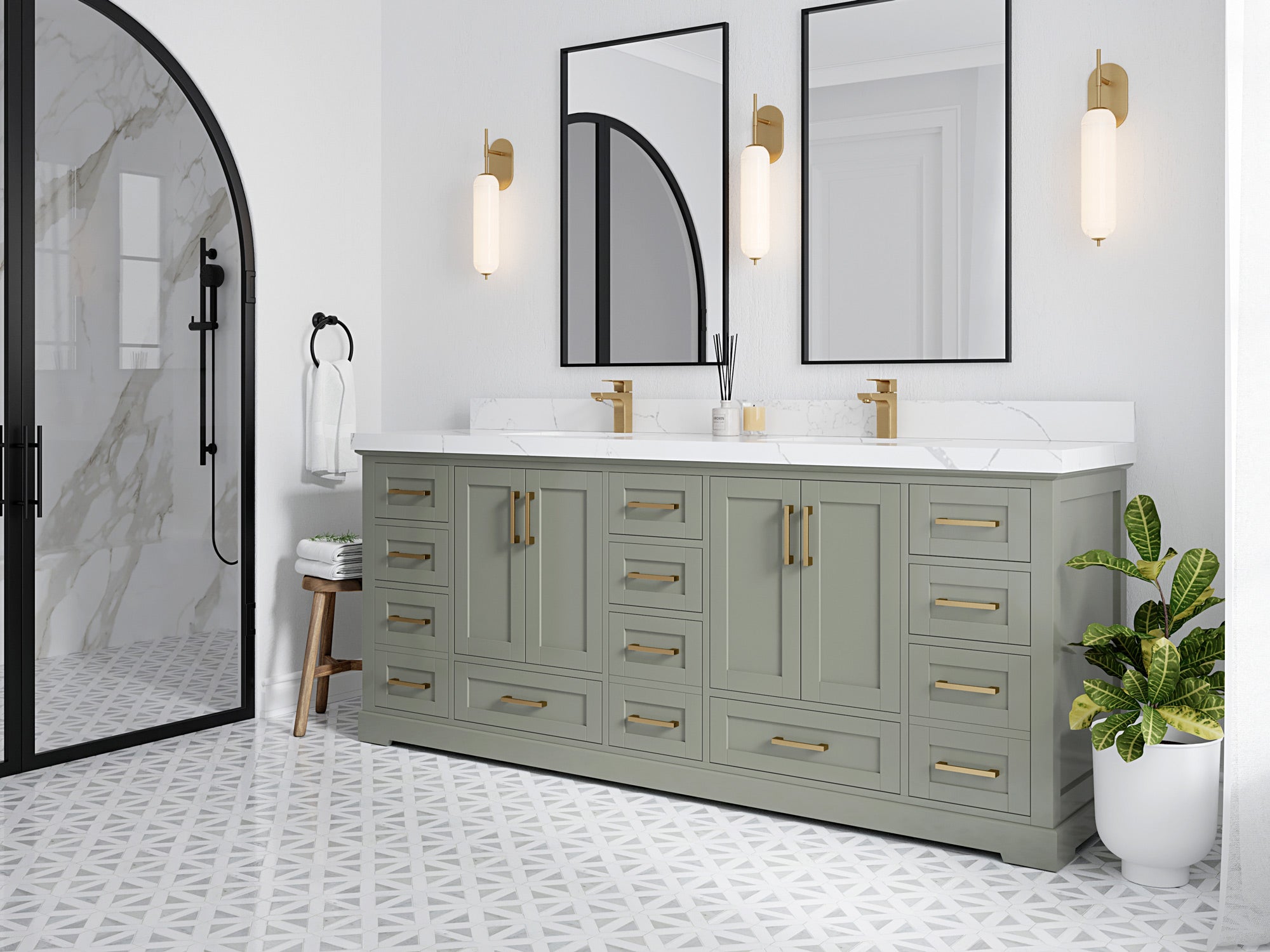 Boston 84 in. W x 22 in. D Double Sink Bathroom Vanity - Willow Bath and Vanity