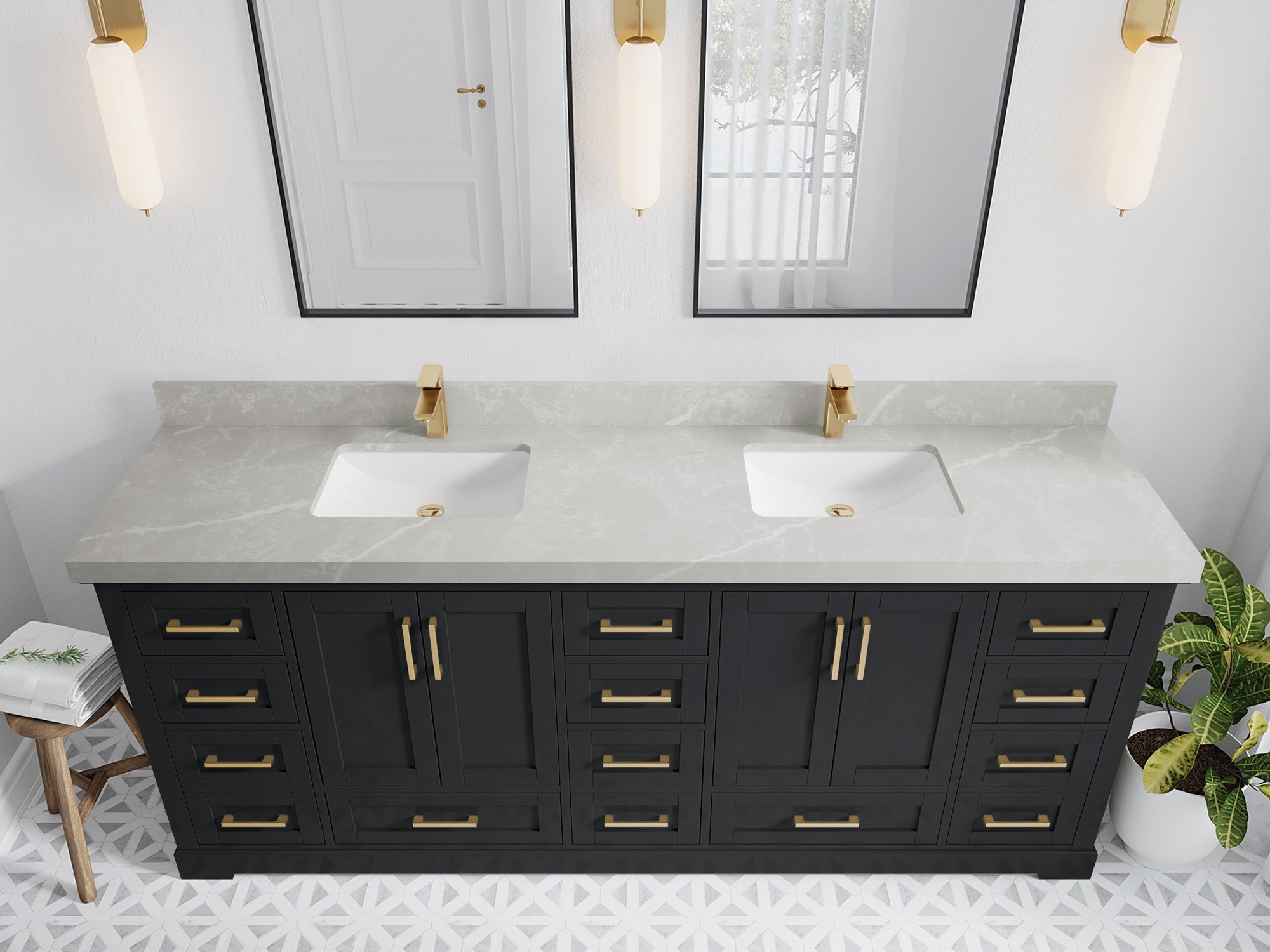 Boston 84 in. W x 22 in. D Double Sink Bathroom Vanity - Willow Bath and Vanity