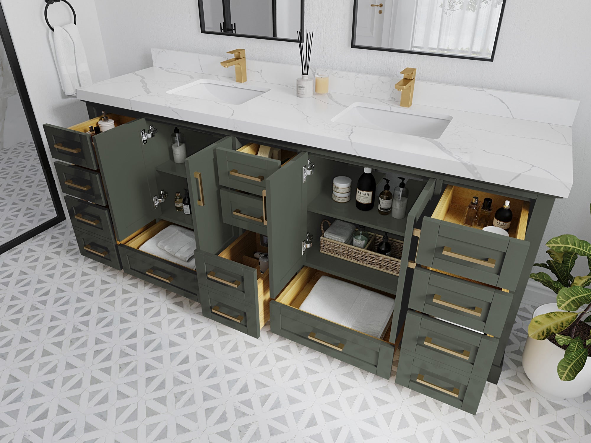 Boston 84 in. W x 22 in. D Double Sink Bathroom Vanity - Willow Bath and Vanity