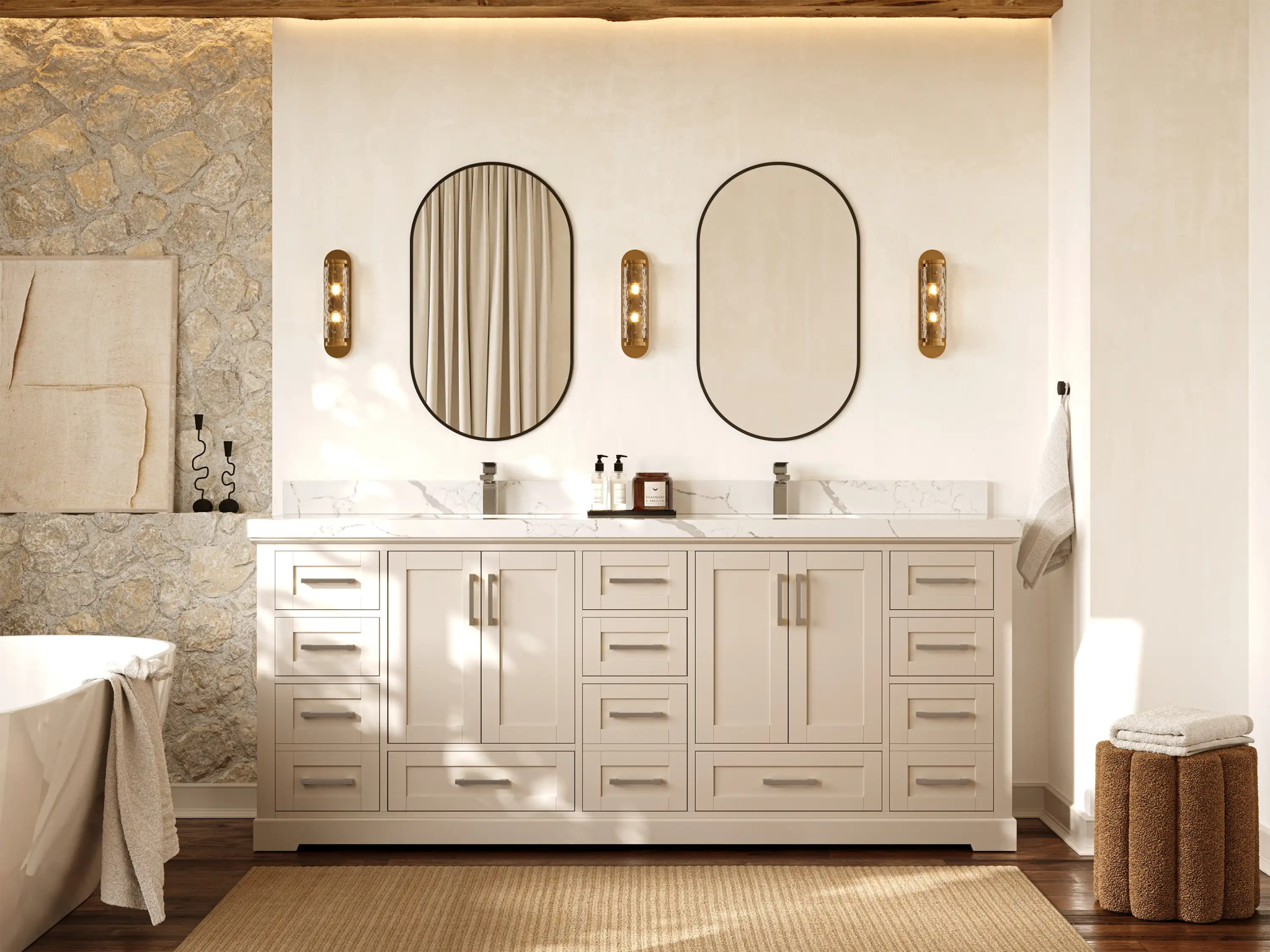 Boston 84 in. W x 22 in. D Double Sink Bathroom Vanity - Willow Bath and Vanity