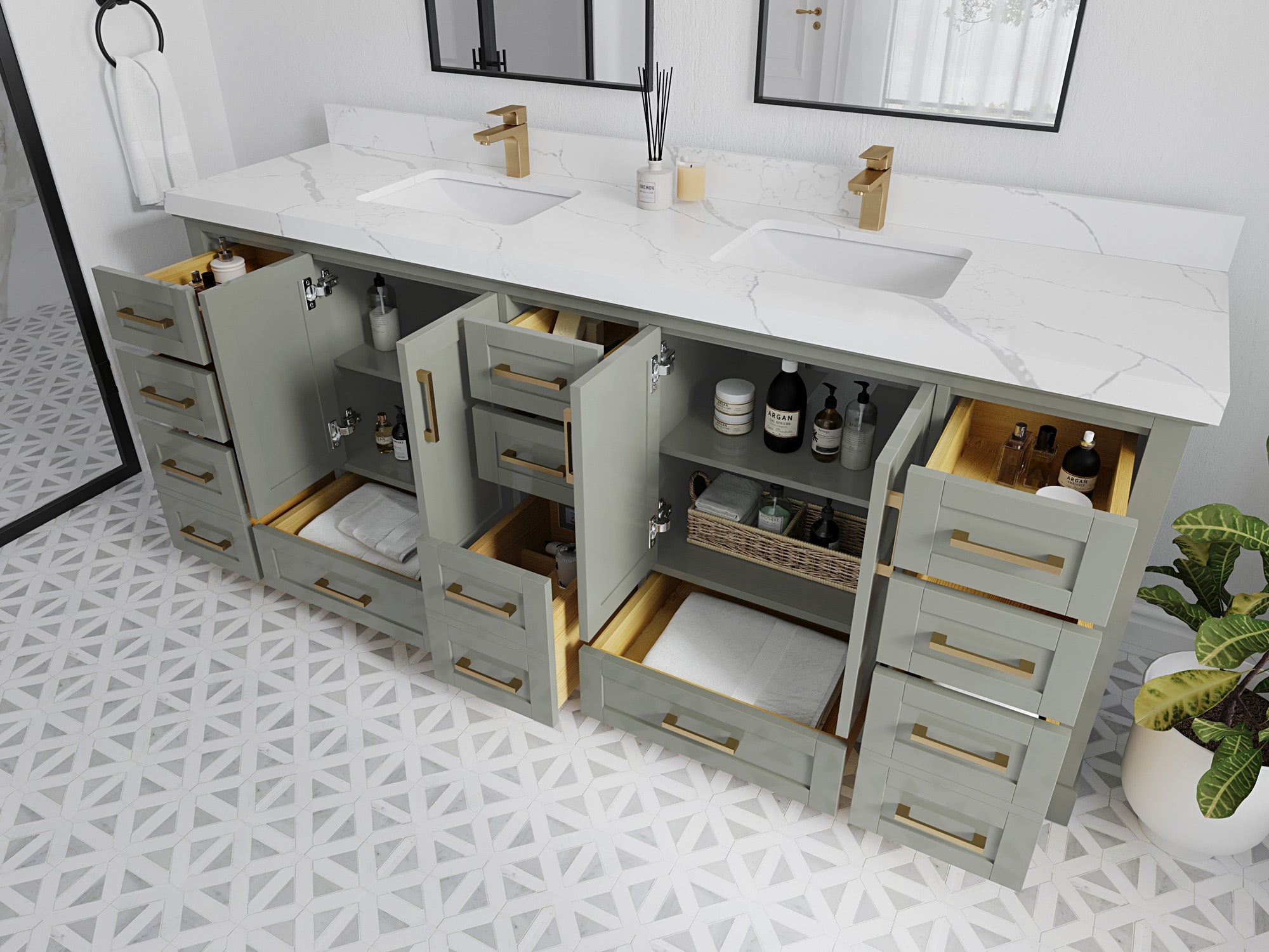 Boston 84 in. W x 22 in. D Double Sink Bathroom Vanity - Willow Bath and Vanity