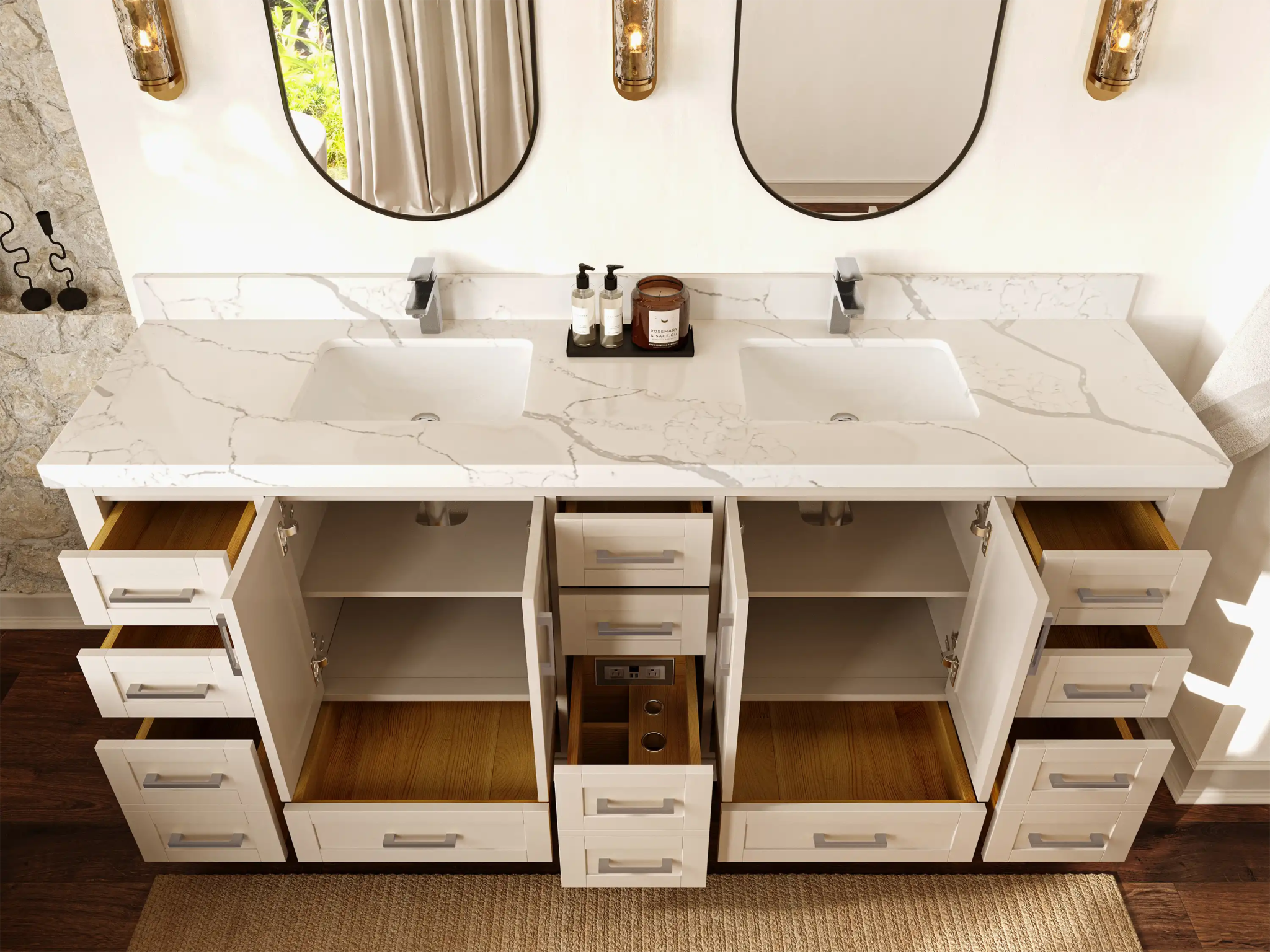 Boston 84 in. W x 22 in. D Double Sink Bathroom Vanity - Willow Bath and Vanity