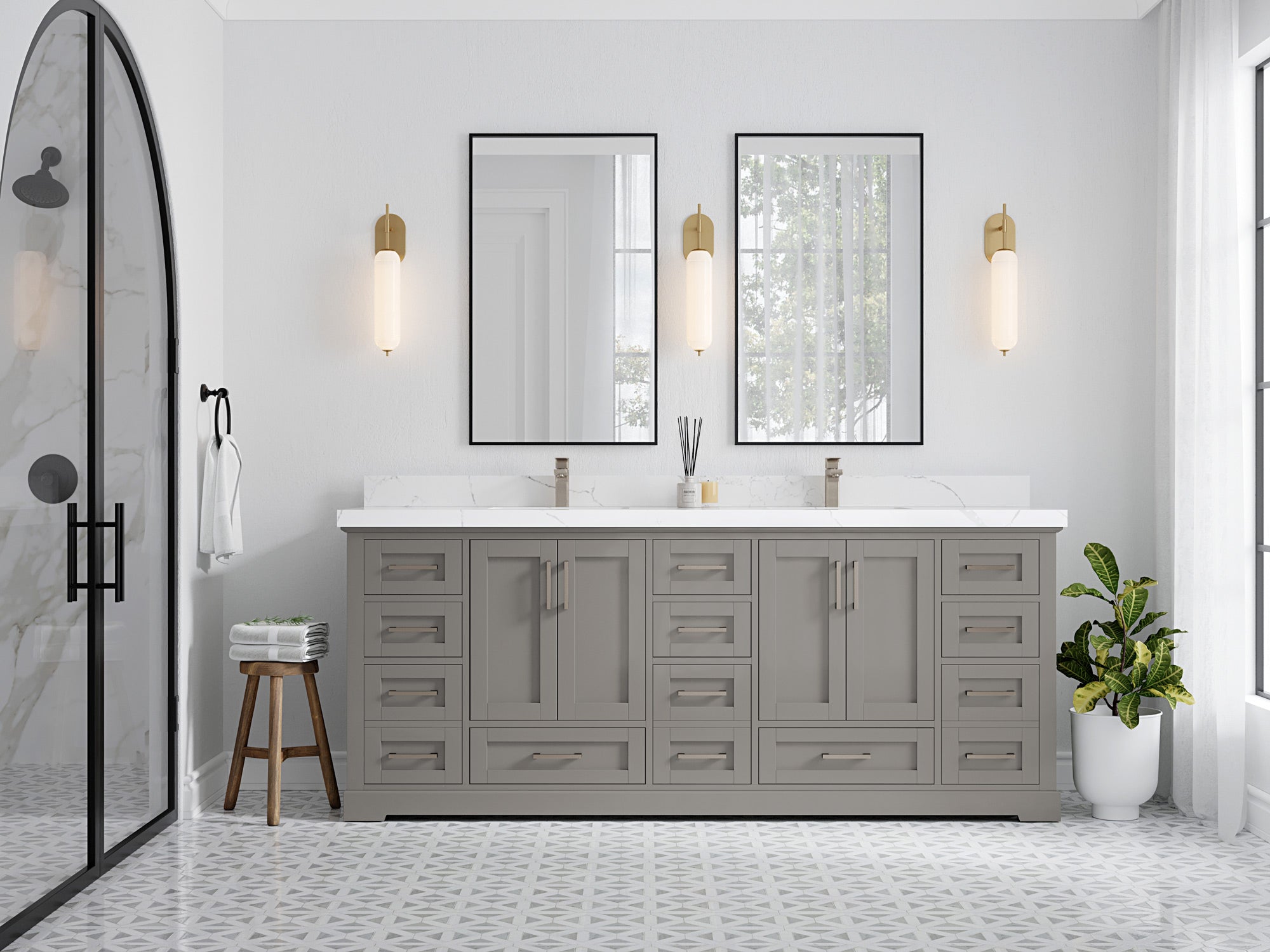 Boston 84 in. W x 22 in. D Double Sink Bathroom Vanity - Willow Bath and Vanity
