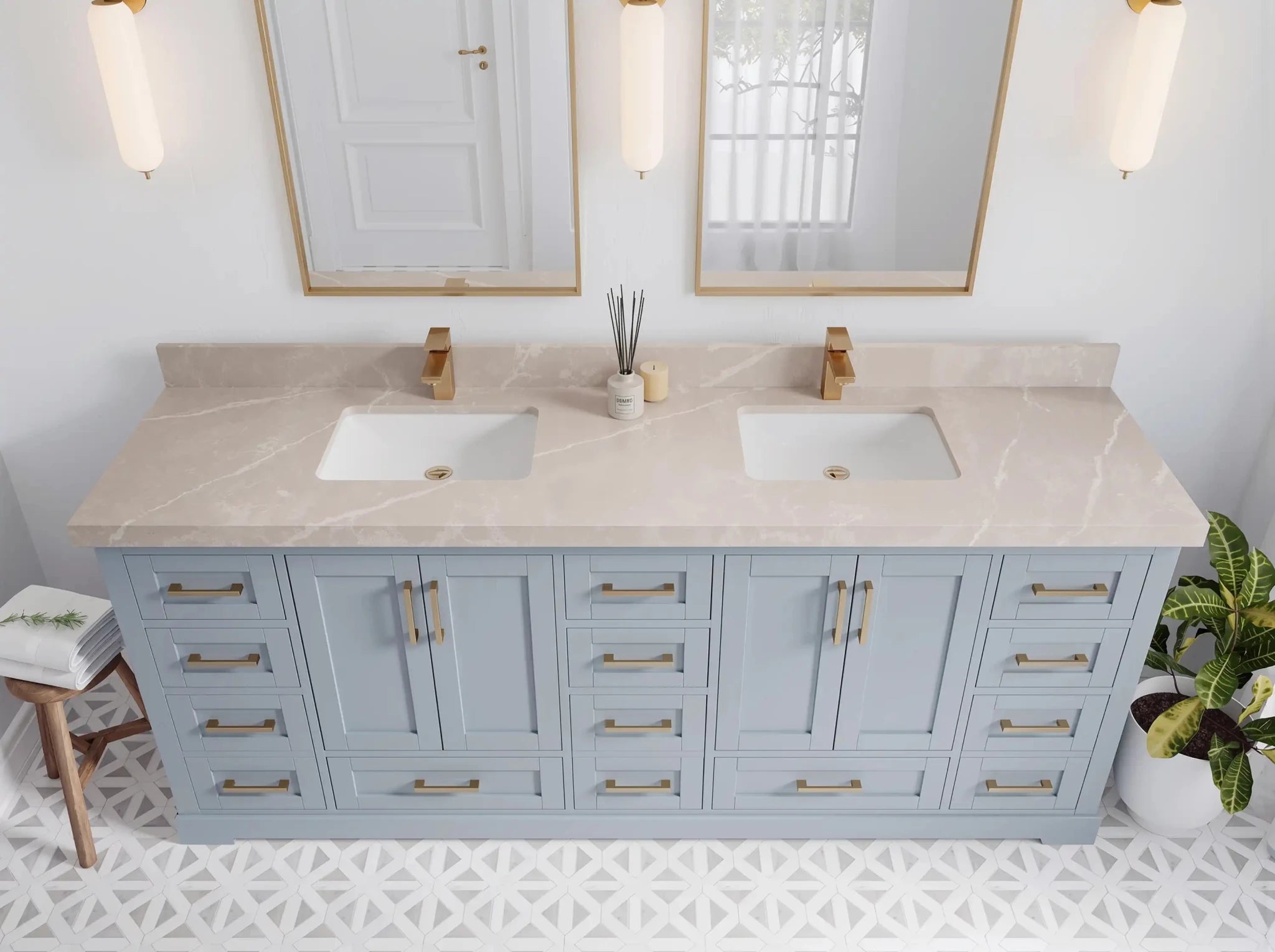 Boston 84 in. W x 22 in. D Double Sink Bathroom Vanity - Willow Bath and Vanity