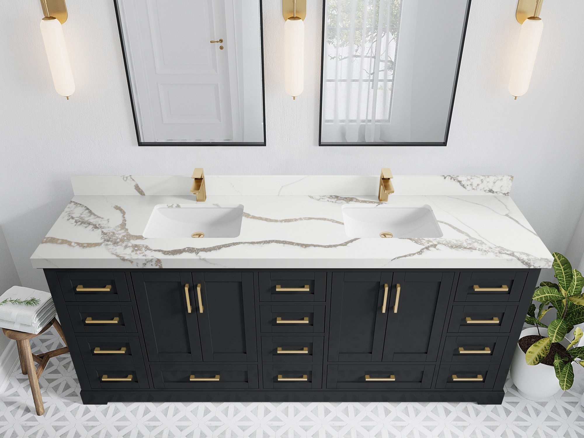 Boston 84 in. W x 22 in. D Double Sink Bathroom Vanity - Willow Bath and Vanity