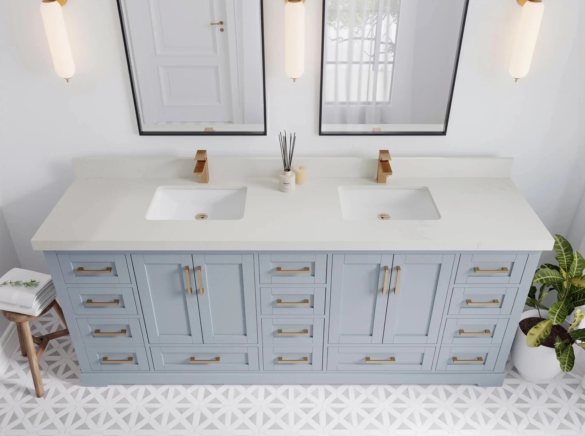 Boston 84 in. W x 22 in. D Double Sink Bathroom Vanity - Willow Bath and Vanity