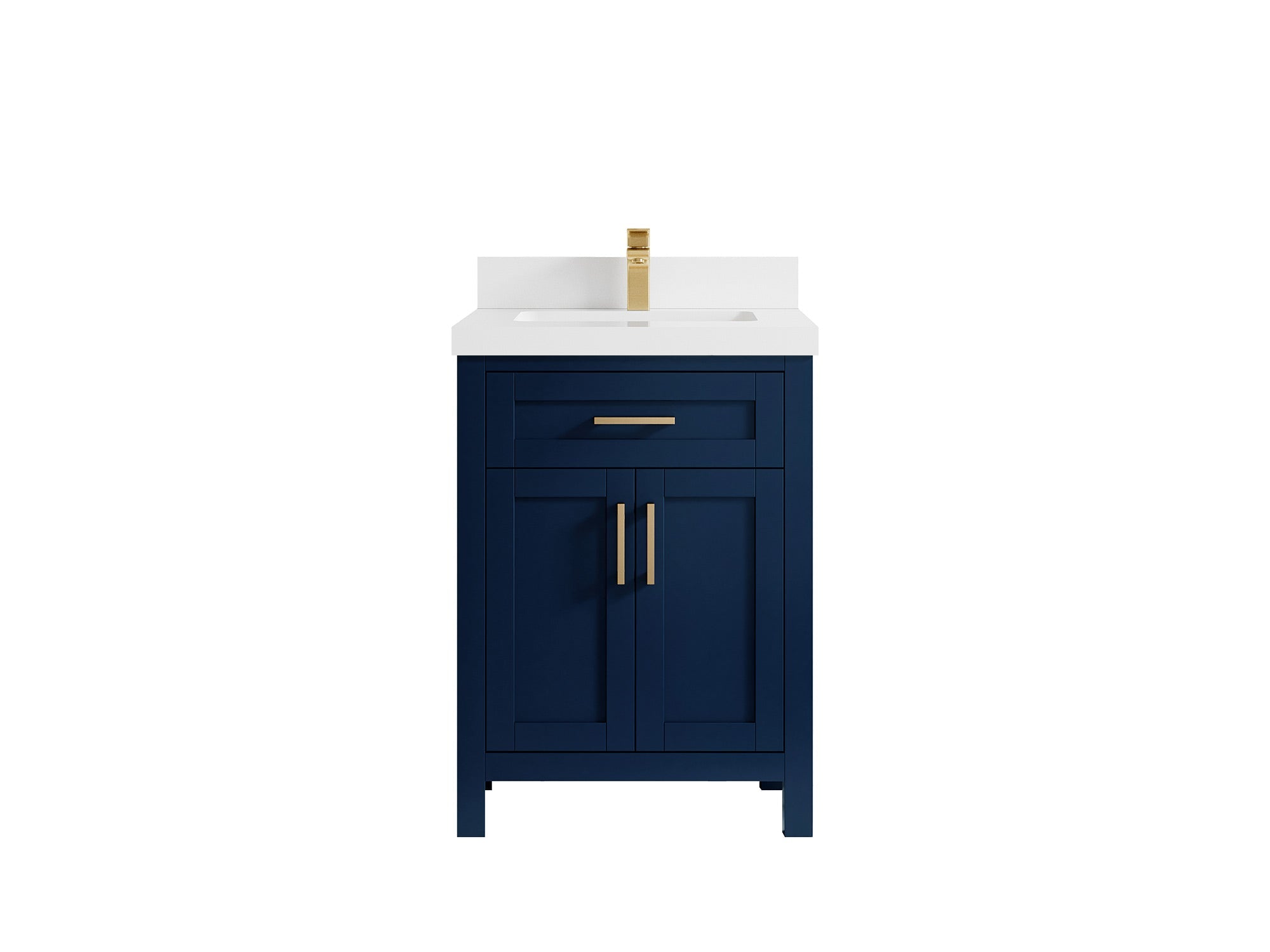 Cambridge 24-inch bathroom vanity in Navy Blue with White Quartz countertop