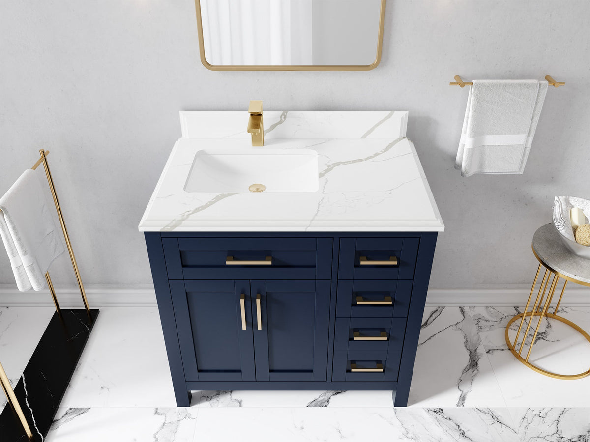Cambridge 36 in. W x 22 in. D Left Offset Sink Bathroom Vanity - Willow Bath and Vanity