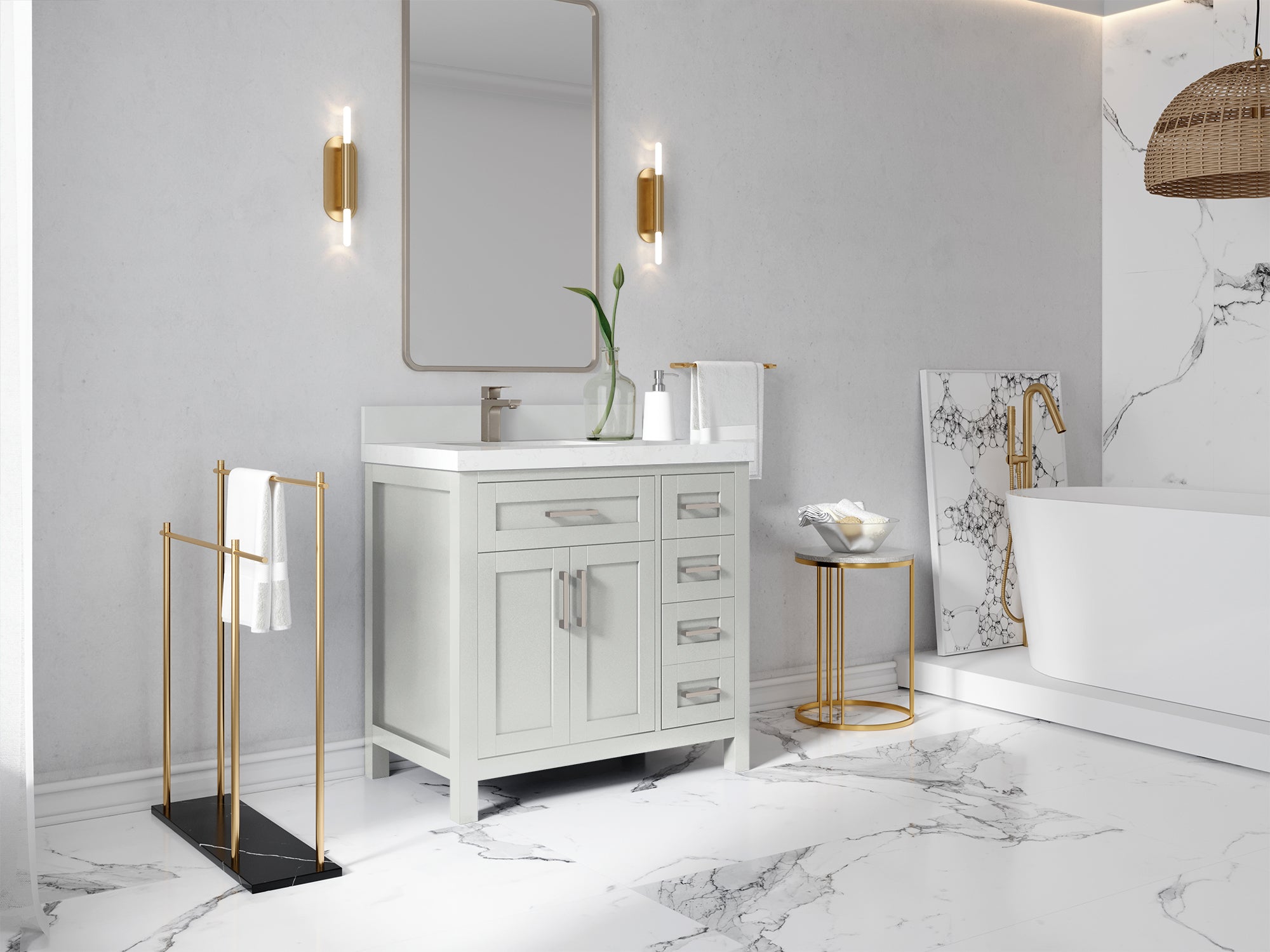 Cambridge 36 in. W x 22 in. D Left Offset Sink Bathroom Vanity - Willow Bath and Vanity