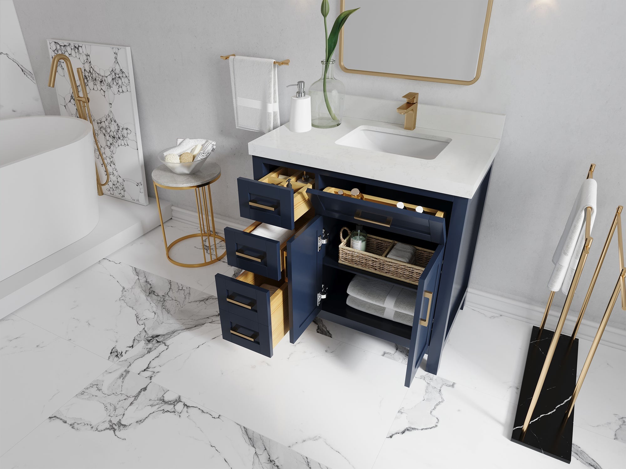 Cambridge 36 in. W x 22 in. D Right Offset Sink Bathroom Vanity - Willow Bath and Vanity