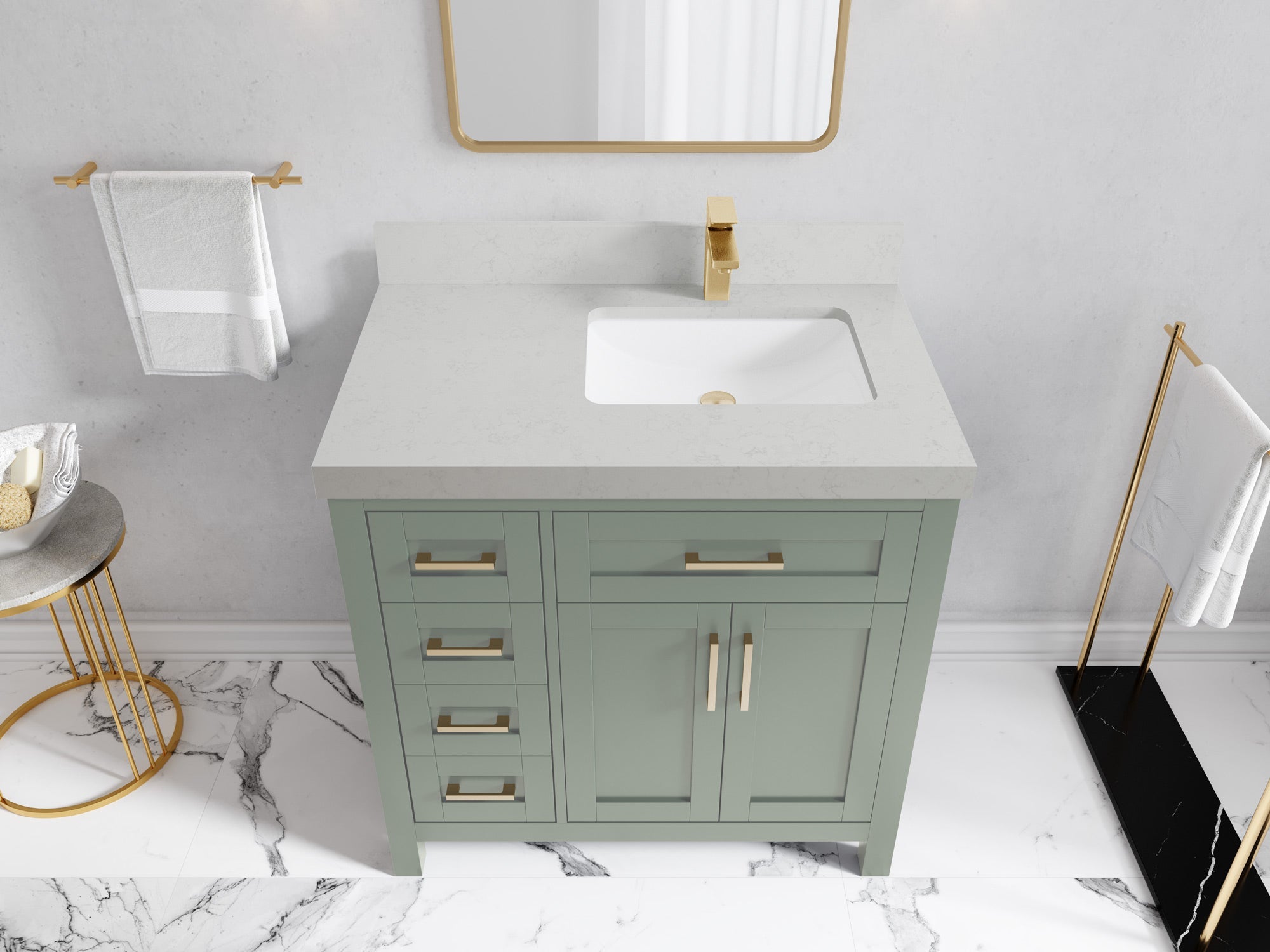 Cambridge 36 in. W x 22 in. D Right Offset Sink Bathroom Vanity - Willow Bath and Vanity