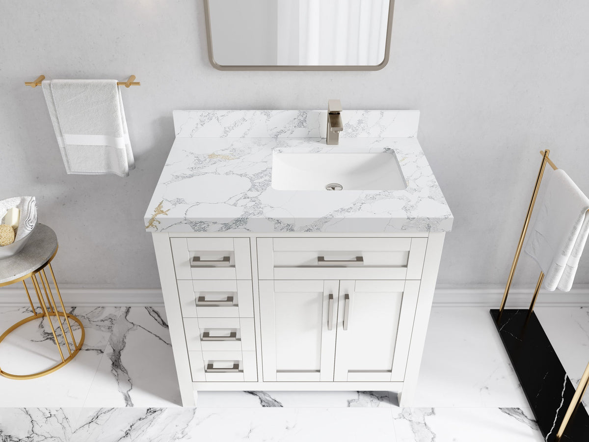 Cambridge 36 in. W x 22 in. D Right Offset Sink Bathroom Vanity - Willow Bath and Vanity