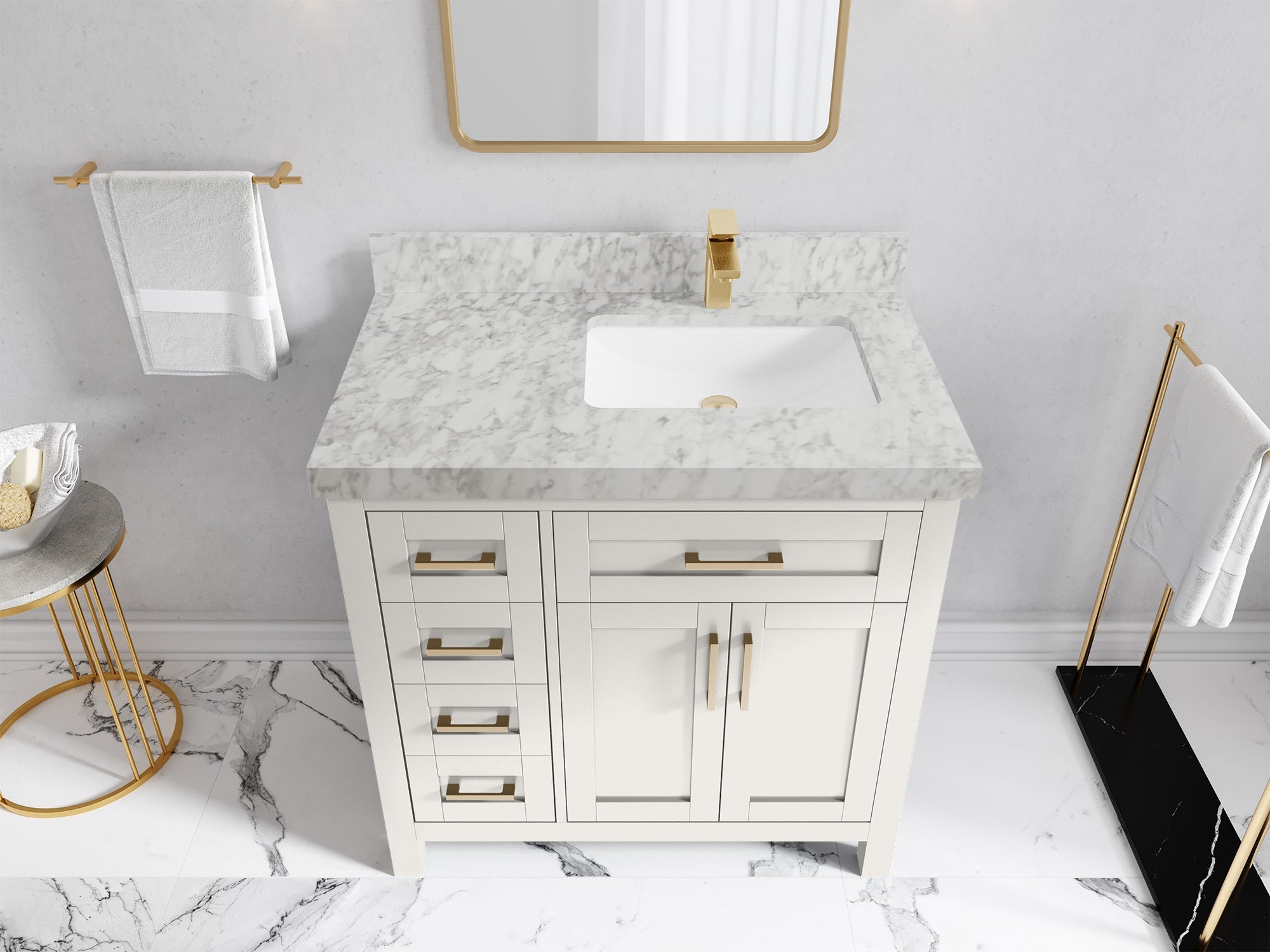Cambridge 36 in. W x 22 in. D Right Offset Sink Bathroom Vanity - Willow Bath and Vanity