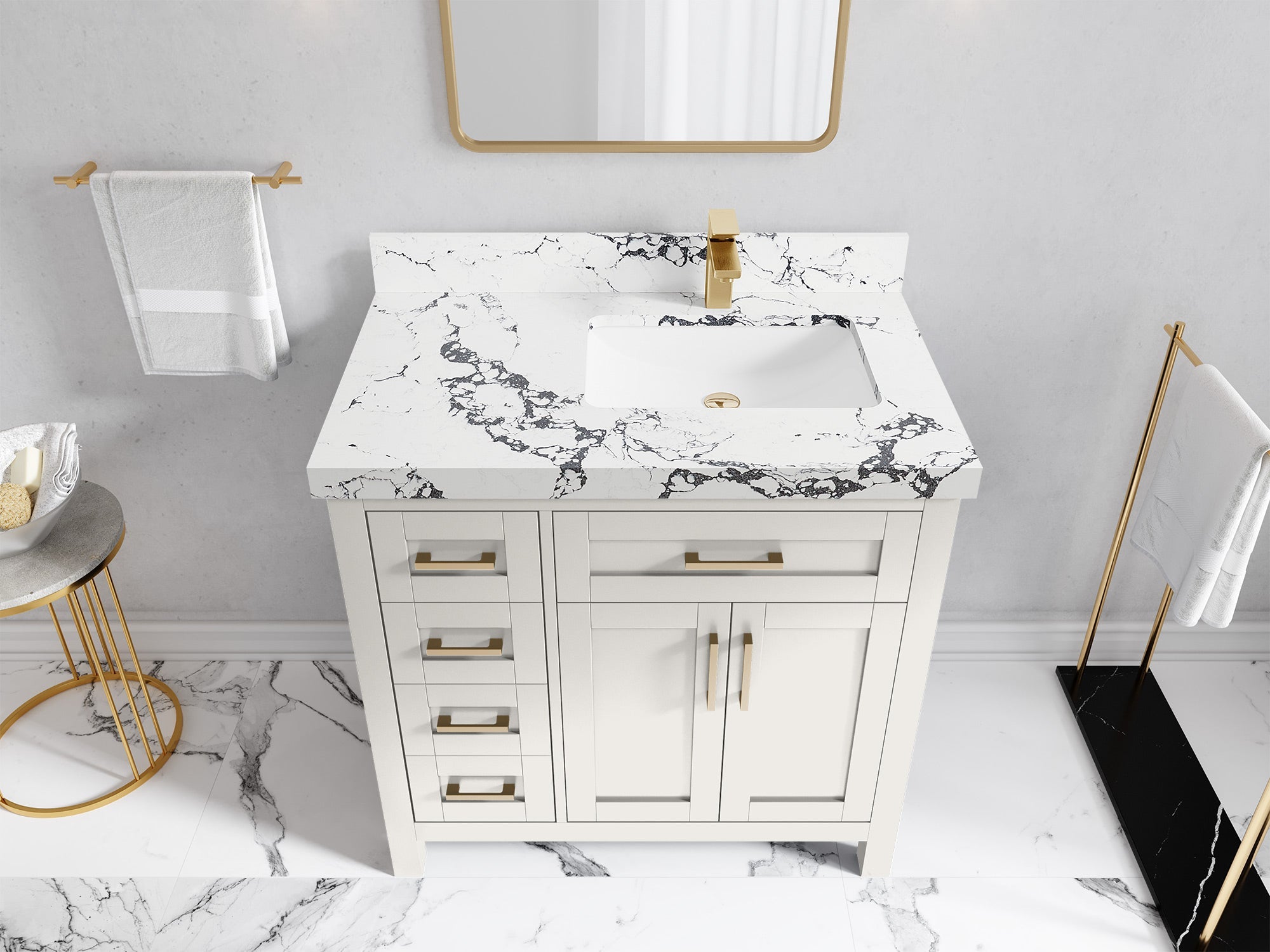 Cambridge 36 in. W x 22 in. D Right Offset Sink Bathroom Vanity - Willow Bath and Vanity