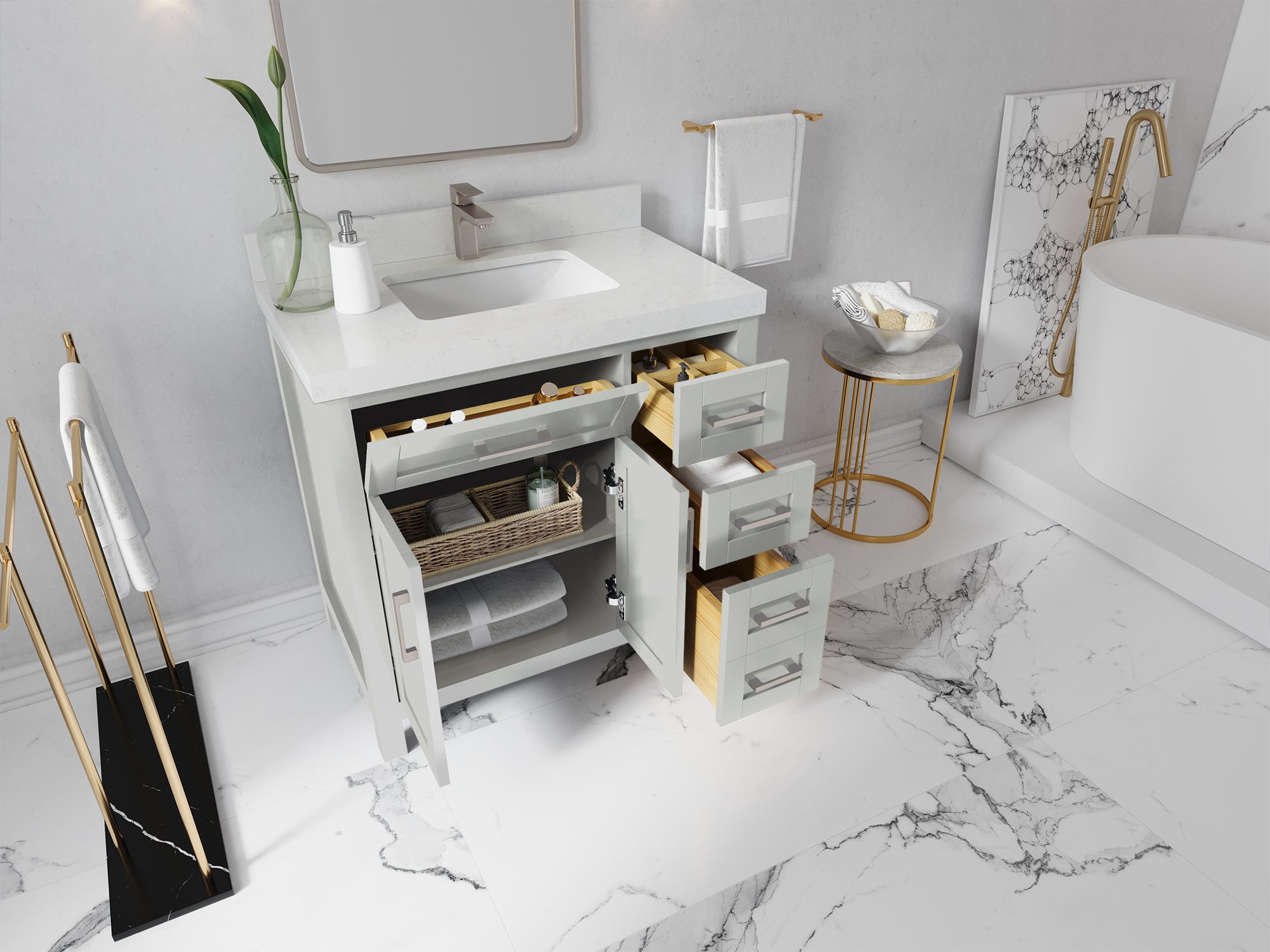 Cambridge 36 in. W x 22 in. D Single Center Sink Bathroom Vanity - Willow Bath and Vanity