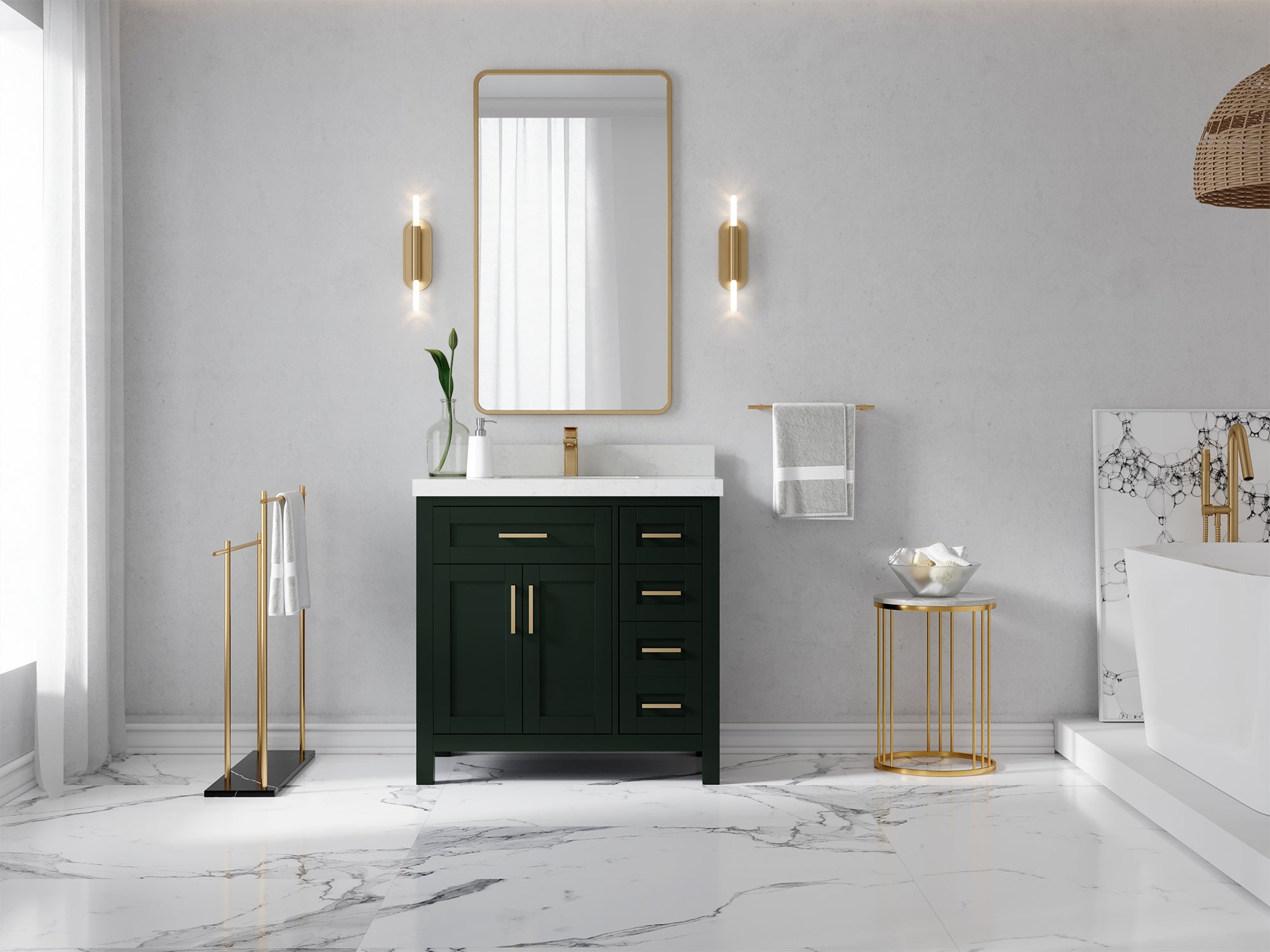 Cambridge 36 in. W x 22 in. D Single Center Sink Bathroom Vanity - Willow Bath and Vanity