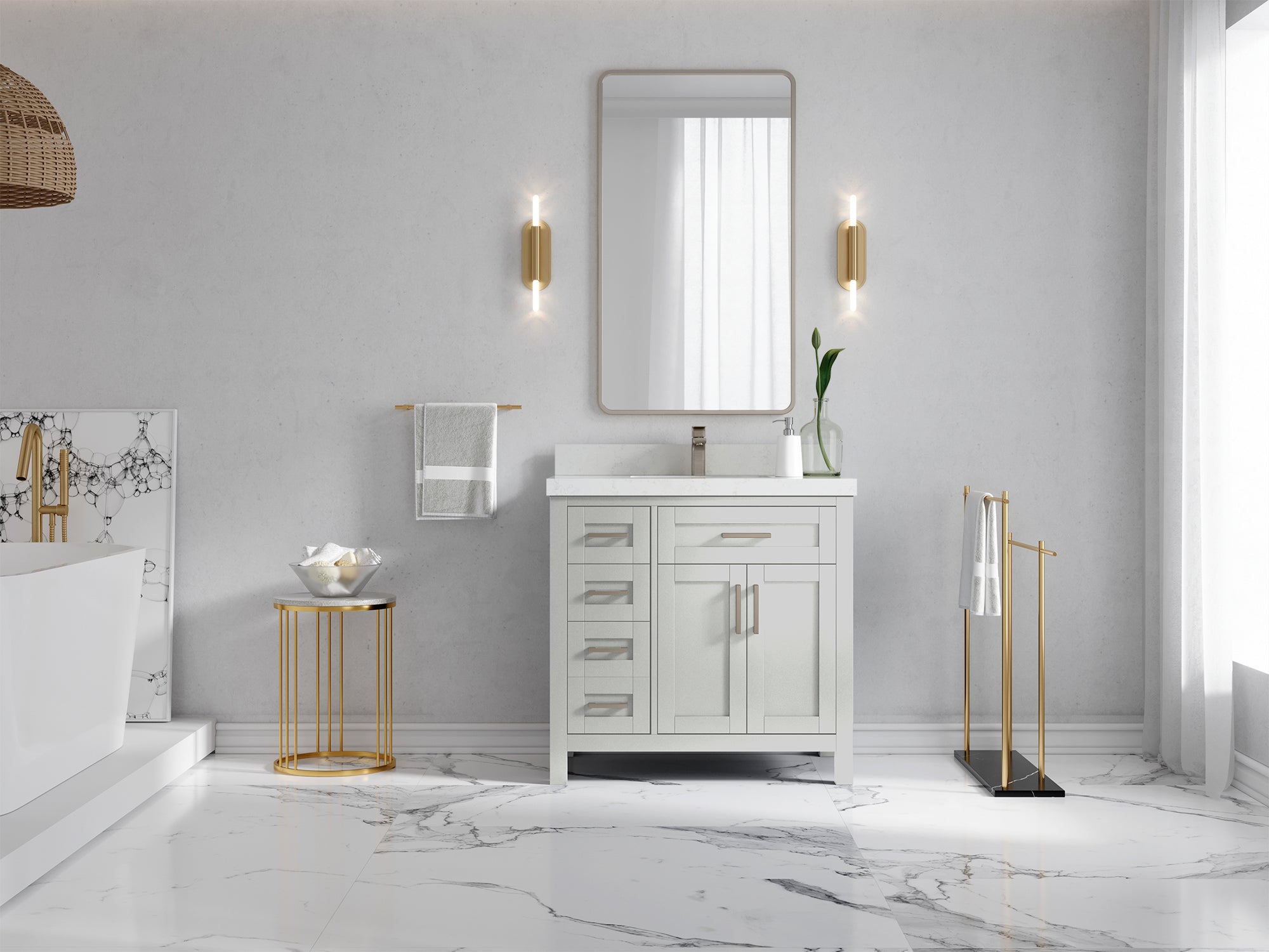 Cambridge 36 in. W x 22 in. D Single Center Sink Bathroom vanity - Willow Bath and Vanity