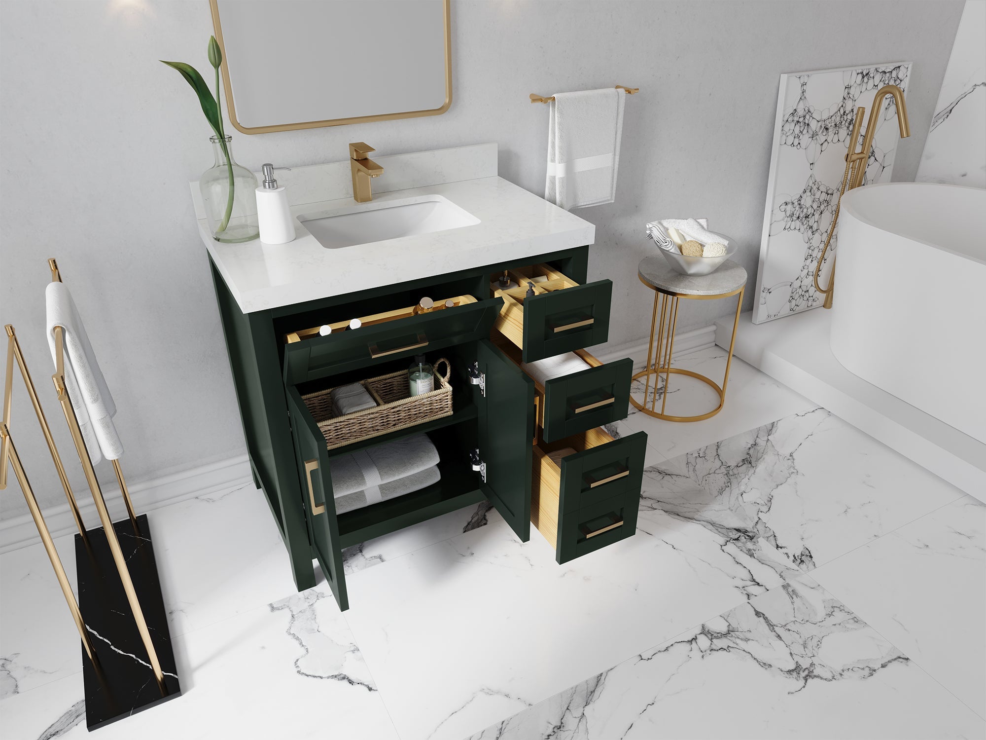 Cambridge 36 in. W x 22 in. D Single Center Sink Bathroom Vanity - Willow Bath and Vanity