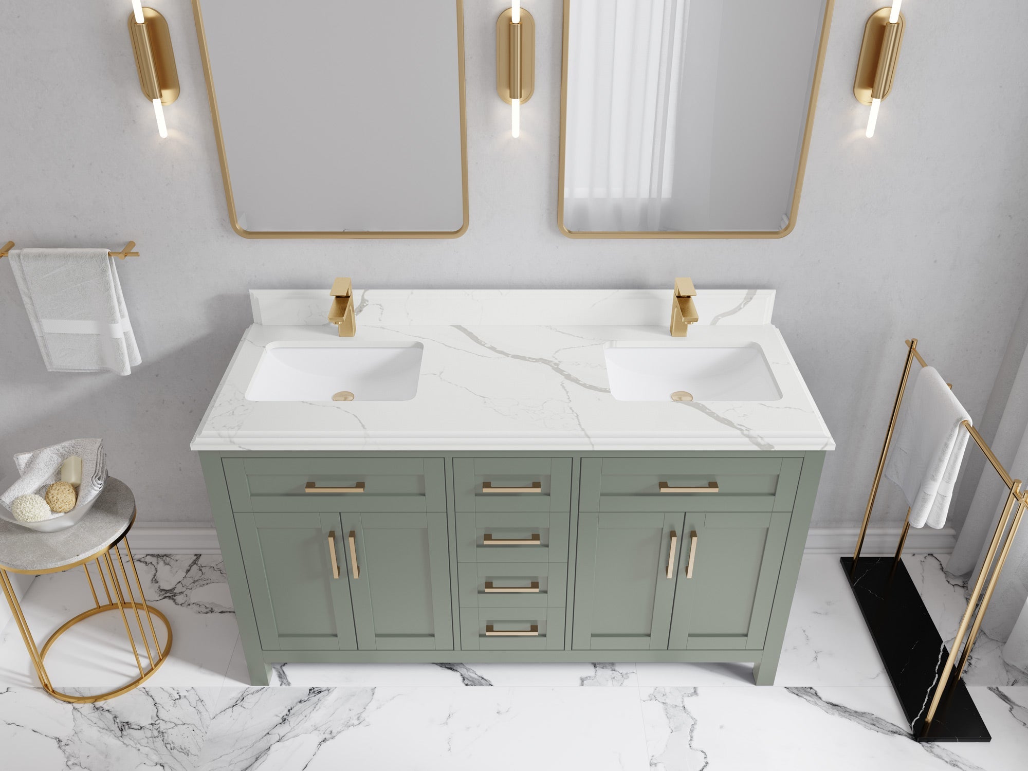 Cambridge 60 in. W x 22 in. D Double Sink Bathroom Vanity - Willow Bath and Vanity