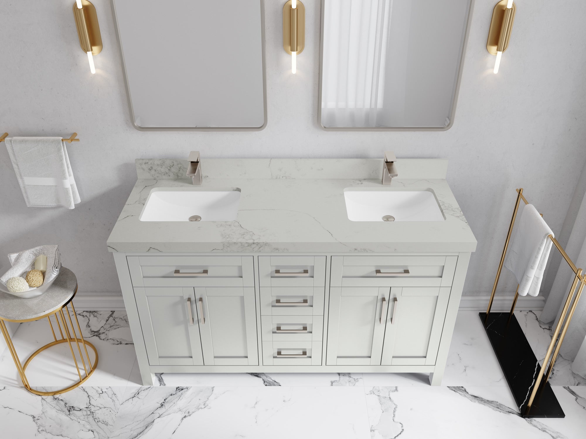 Cambridge 60 in. W x 22 in. D Double Sink Bathroom Vanity - Willow Bath and Vanity