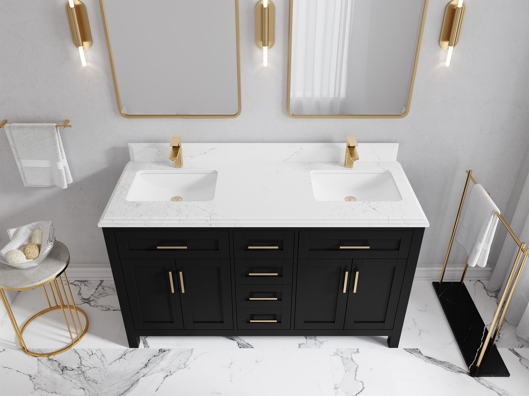 Cambridge 60 in. W x 22 in. D Double Sink Bathroom Vanity - Willow Bath and Vanity