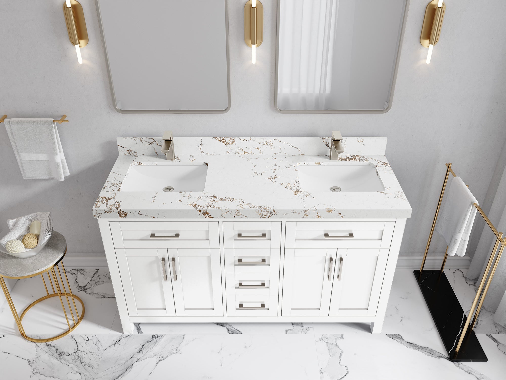 Cambridge 60 in. W x 22 in. D Double Sink Bathroom Vanity - Willow Bath and Vanity