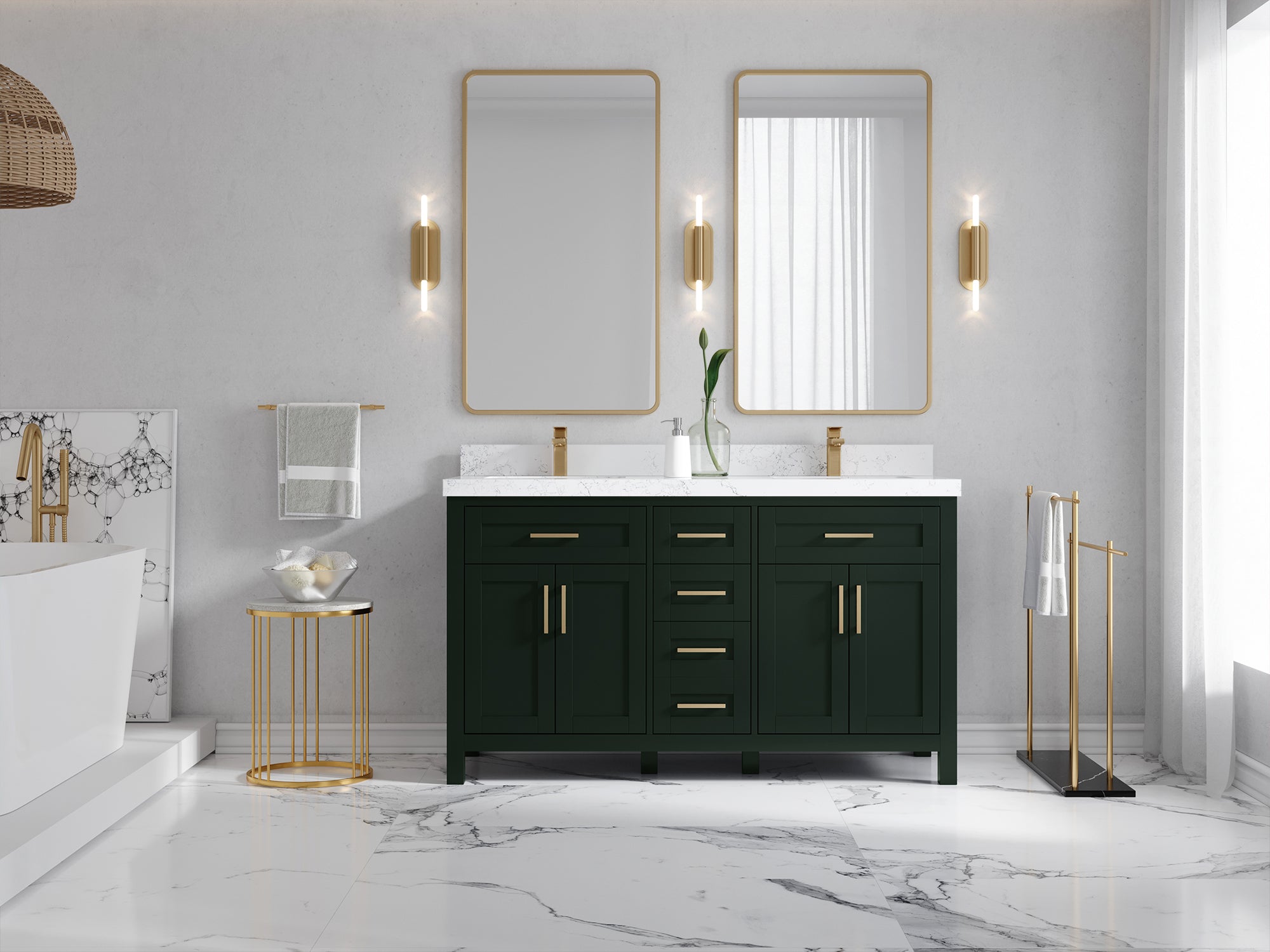Cambridge 60 in. W x 22 in. D Double Sink Bathroom Vanity - Willow Bath and Vanity