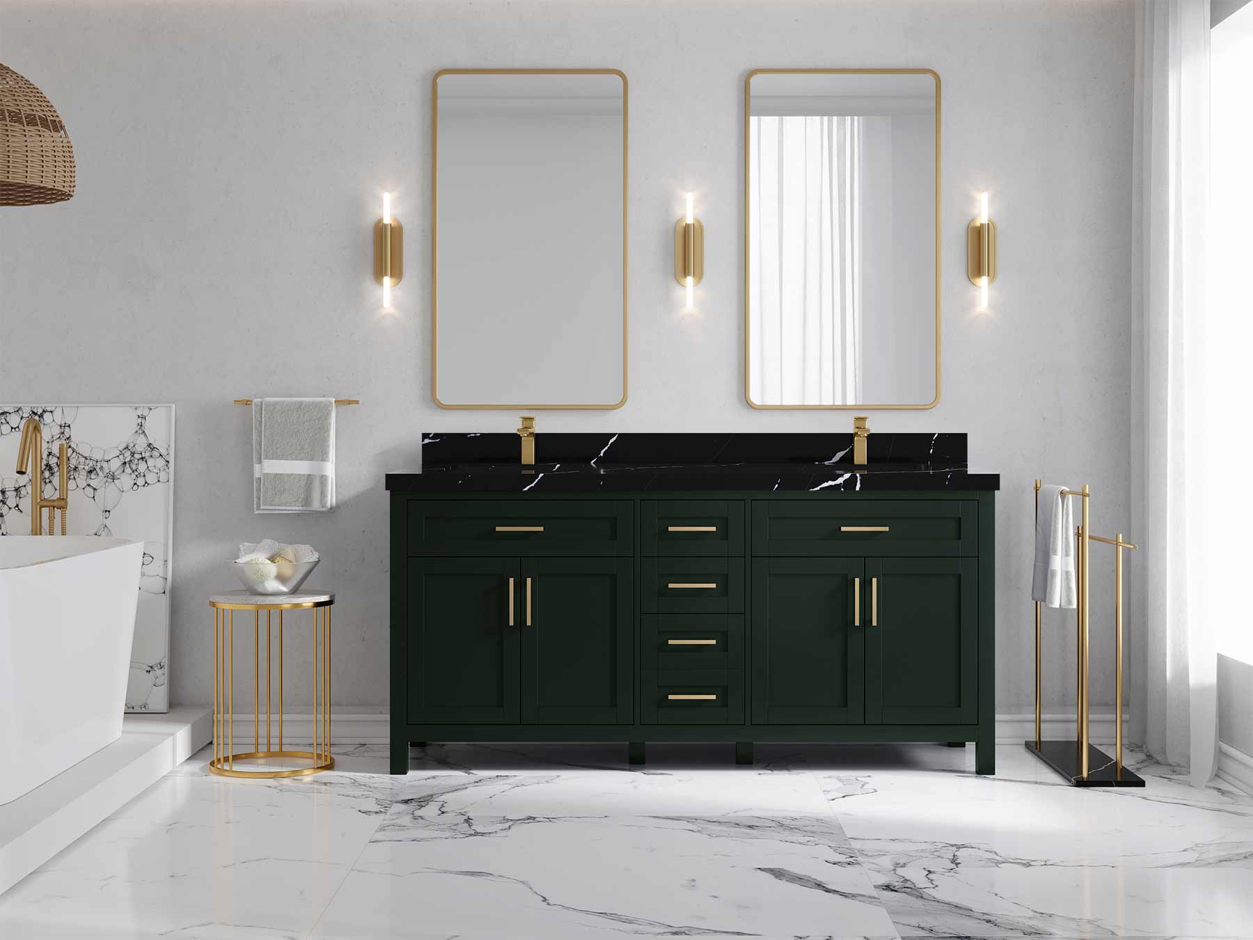 Cambridge 72 in. W x 22 in. D Double Sink Bathroom Vanity - Willow Bath and Vanity
