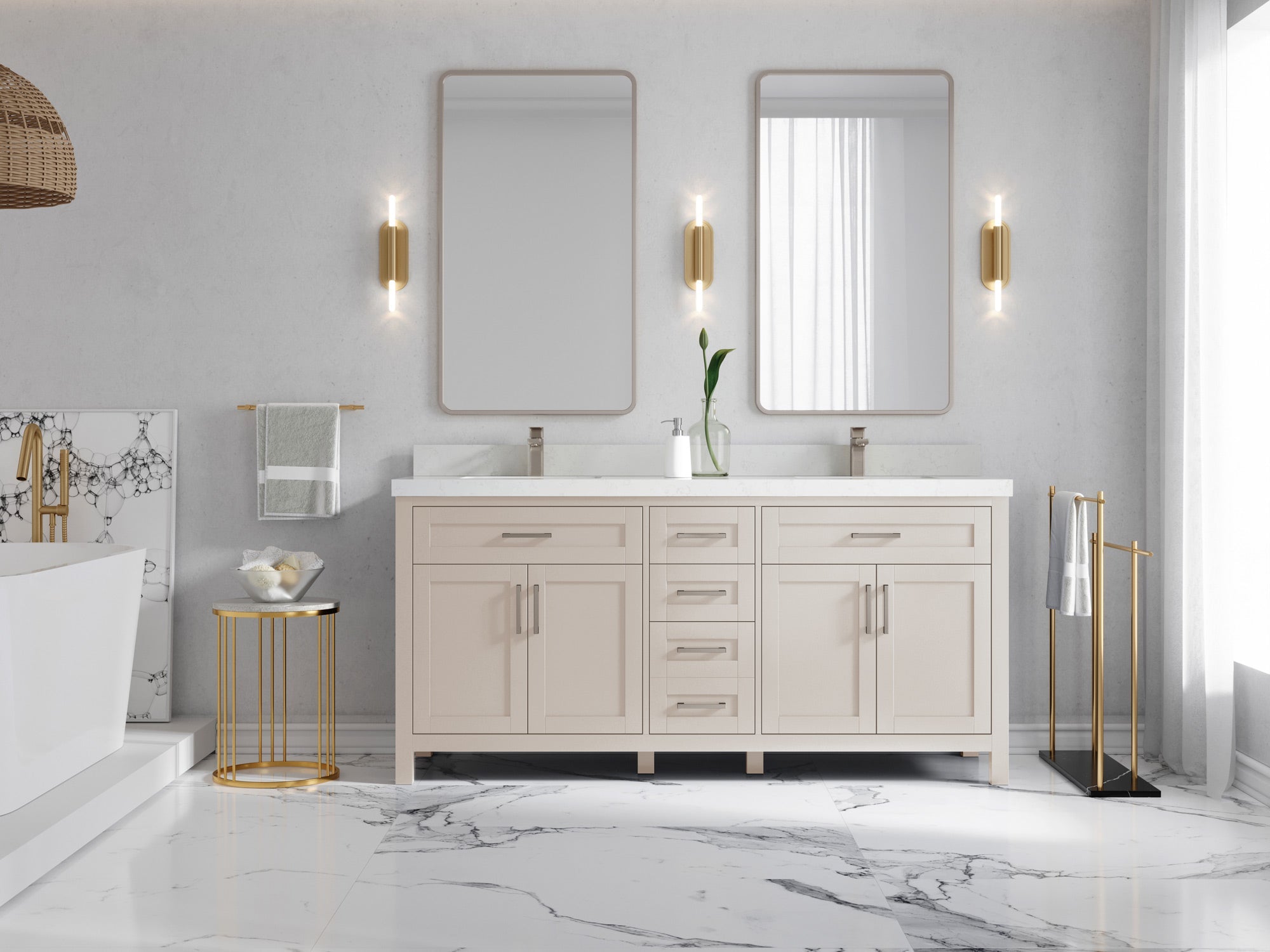 Cambridge 72 in. W x 22 in. D Double Sink Bathroom Vanity - Willow Bath and Vanity